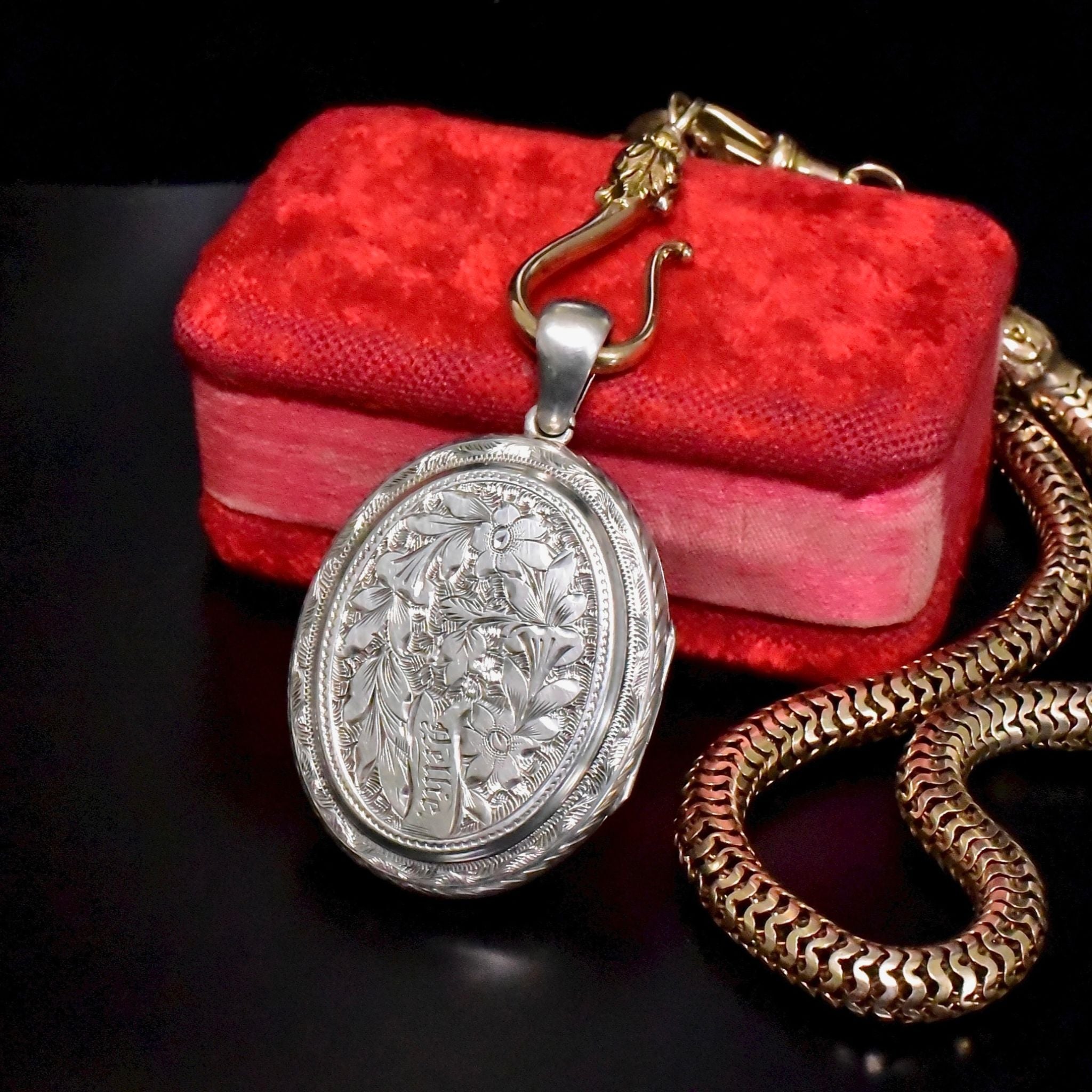 Antique Victorian Sterling Silver Double Photo Locket ‘Nellie’ - Circa 1880-1890