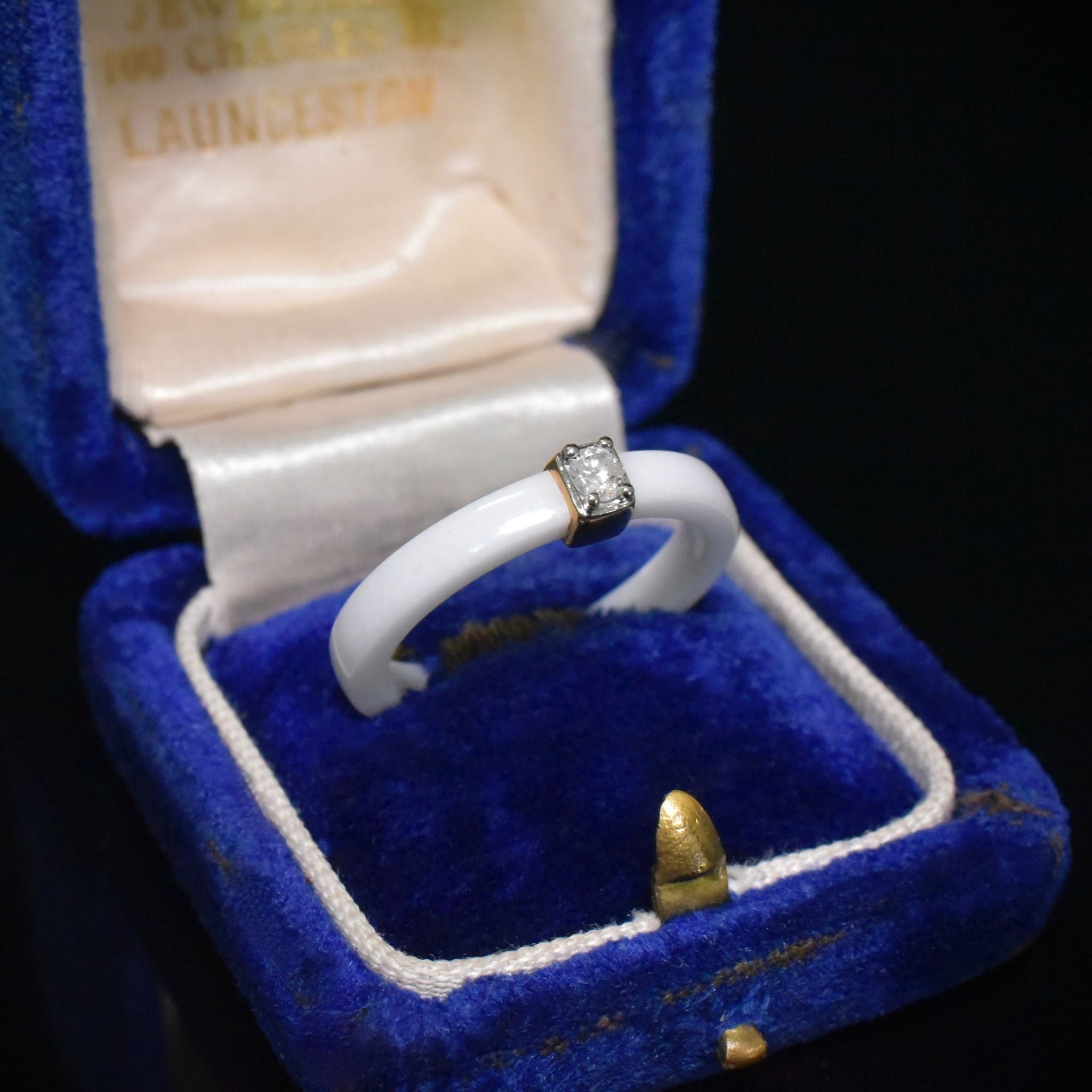 Contemporary 10ct Yellow Gold White Jade And Diamond Ring