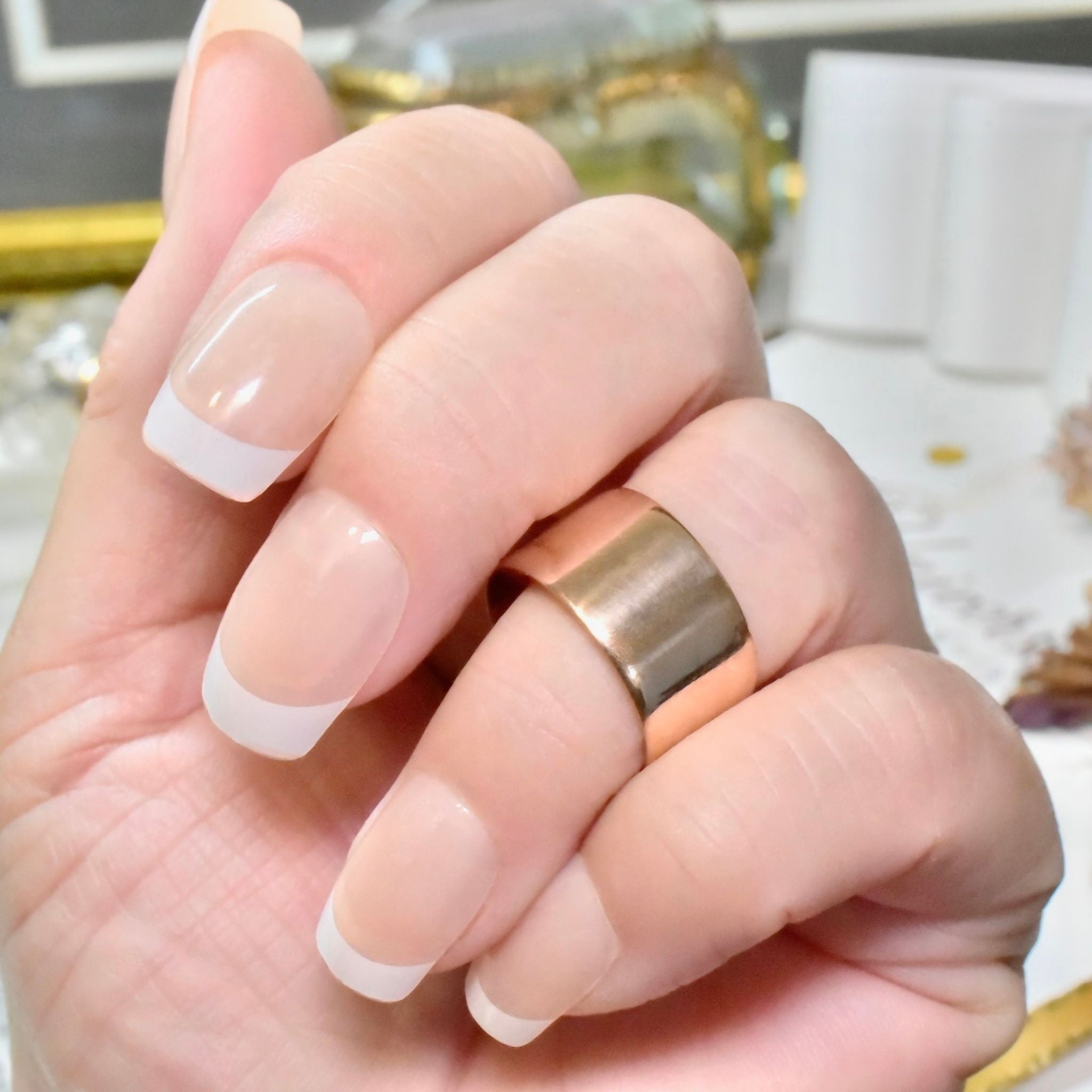 Antique Australian 9ct Rose Gold Wide Cigar Band Ring - Johnson And Simonsen, Melbourne, circa 1900-1910