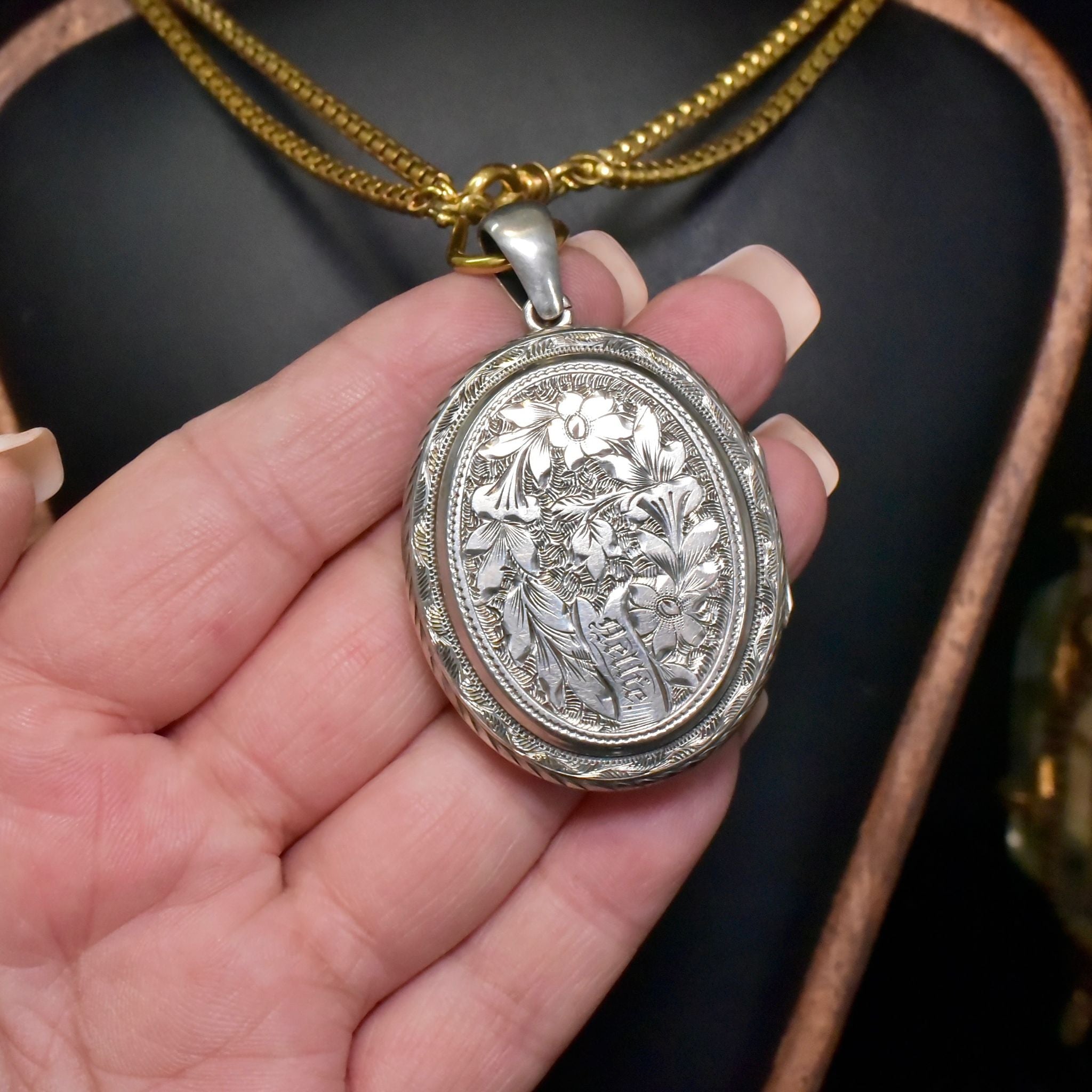 Antique Victorian Sterling Silver Double Photo Locket ‘Nellie’ - Circa 1880-1890