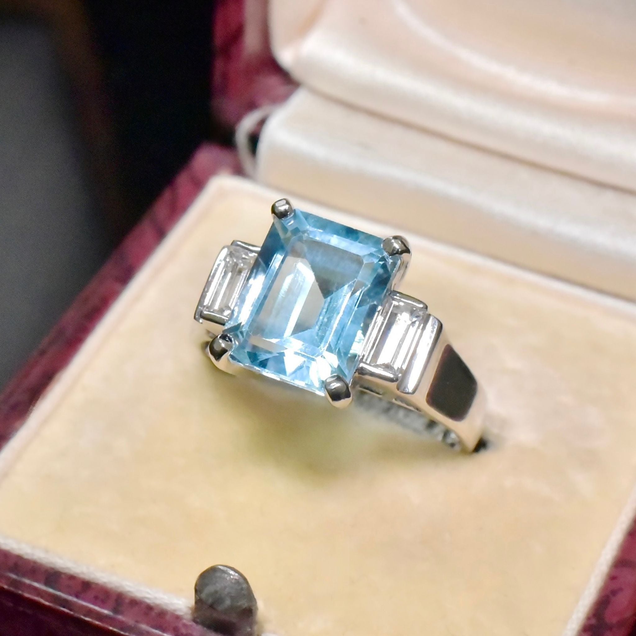 Glorious 18ct White Gold Topaz (4.5ct) And Diamond (0.35ct) Ring Independent Valuation Included For $5,545 AUD (In 2024)