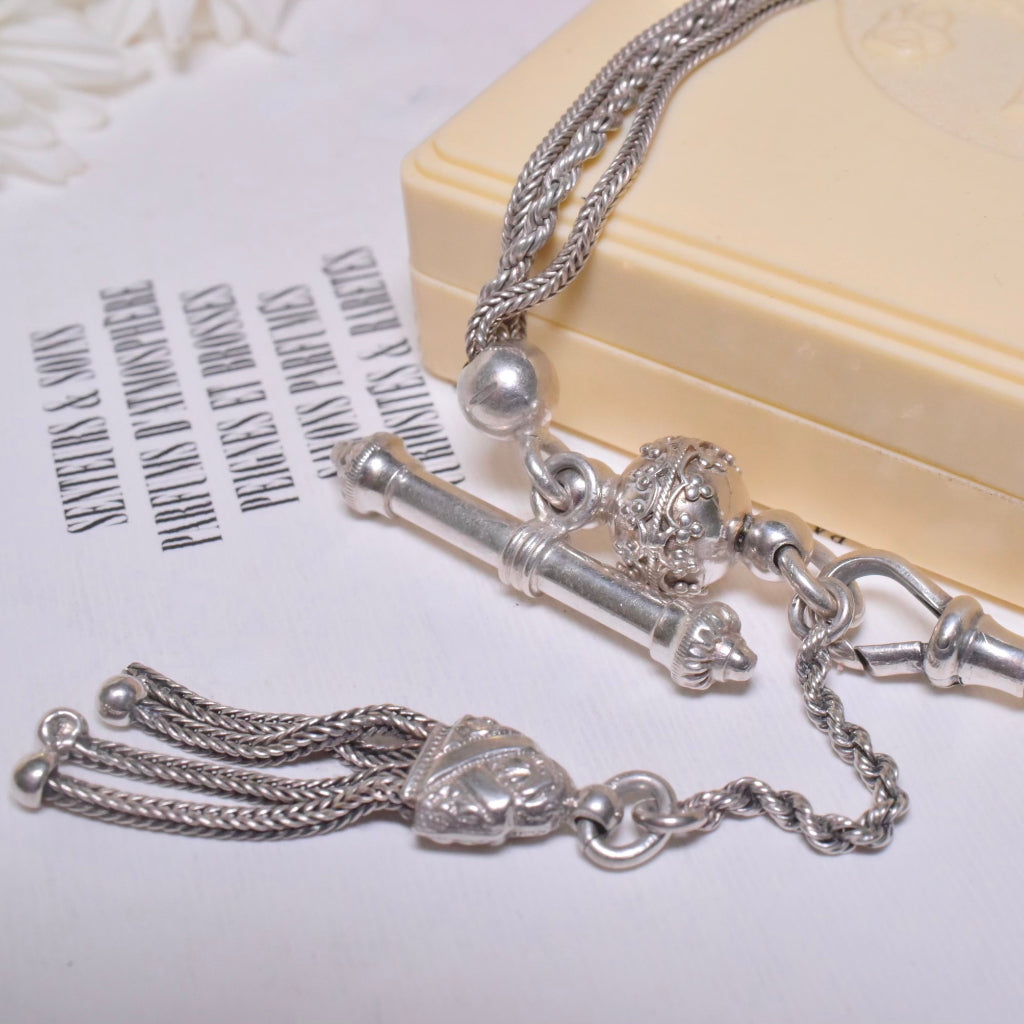 Antique Victorian Sterling Silver Albertina Watch Chain/Bracelet Circa 1890-1900