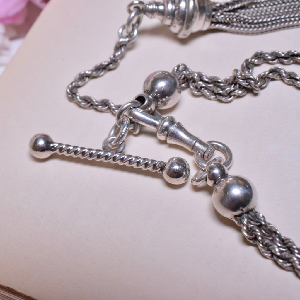 Antique Victorian Sterling Silver Albertina Watch Chain/Bracelet Circa 1890-1900