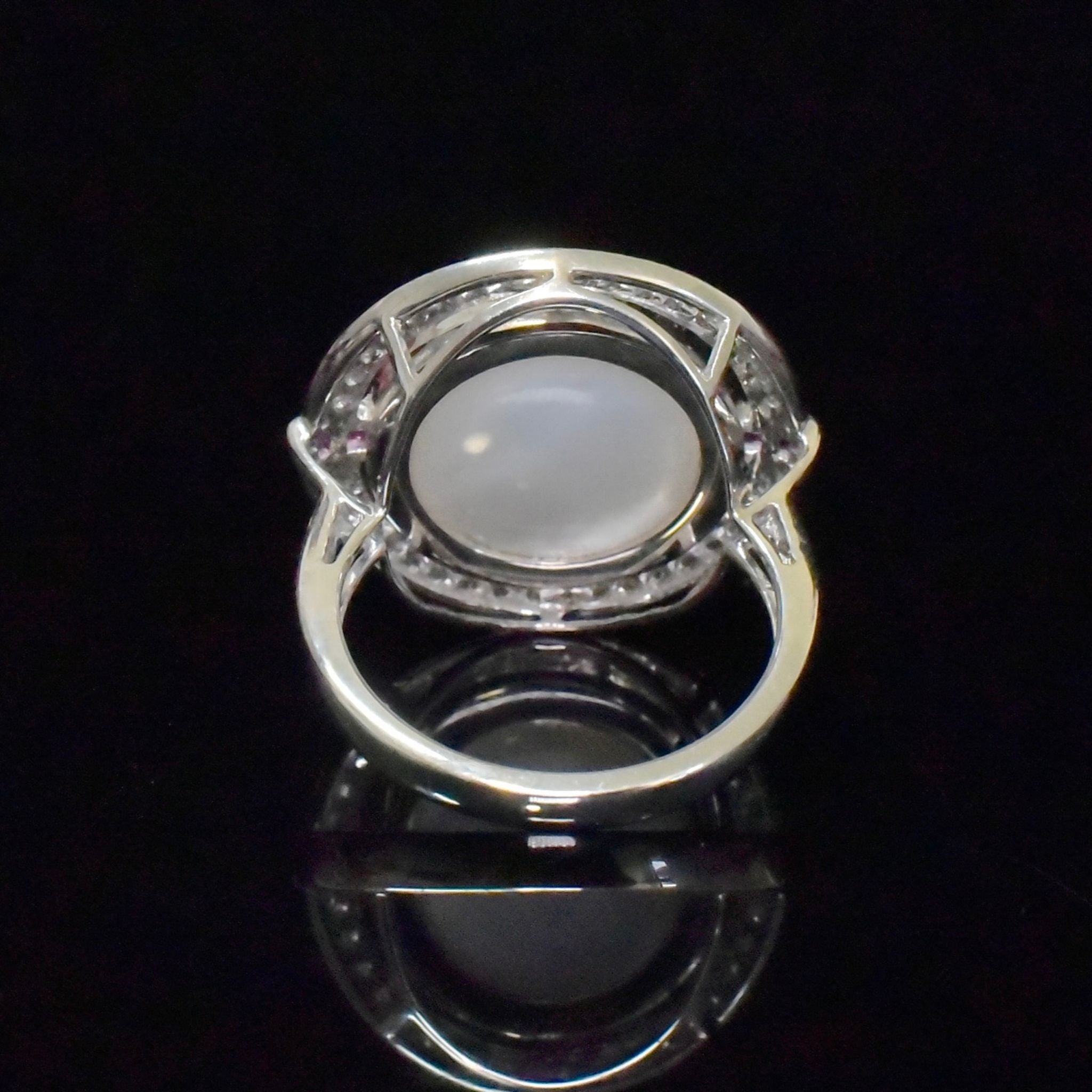 Superb 14ct White Gold Art Deco Inspired, South Sea Mabe Pearl, Diamond And Ruby Ring Independent Valuation Included For $10,000 AUD