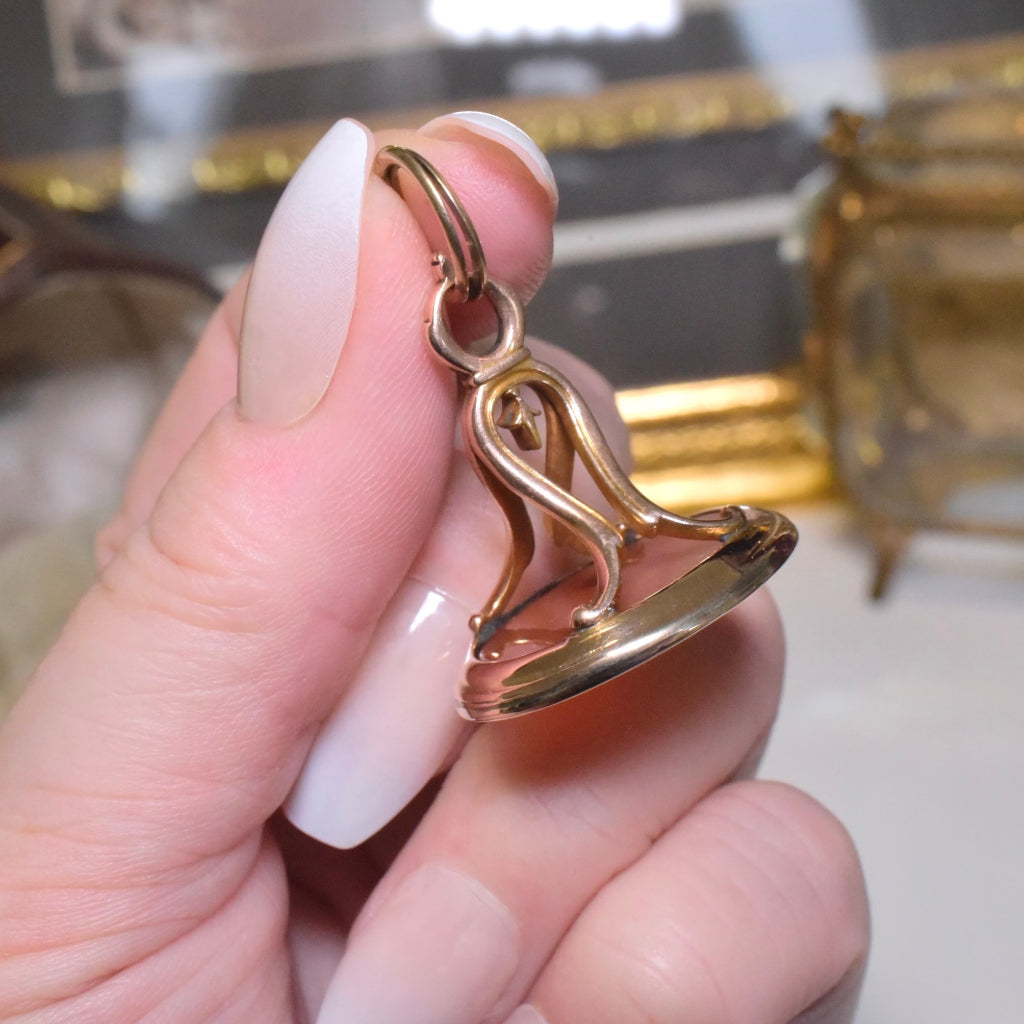 Antique Georgian 9ct Rose Gold And Carnelian Intaglio Seal Circa 1820’s