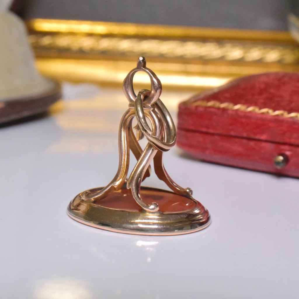 Antique Georgian 9ct Rose Gold And Carnelian Intaglio Seal Circa 1820’s