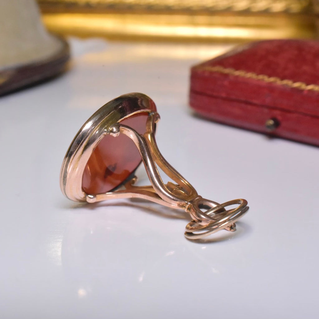 Antique Georgian 9ct Rose Gold And Carnelian Intaglio Seal Circa 1820’s