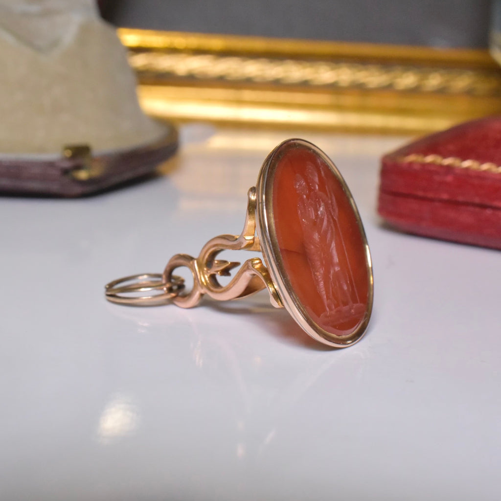 Antique Georgian 9ct Rose Gold And Carnelian Intaglio Seal Circa 1820’s