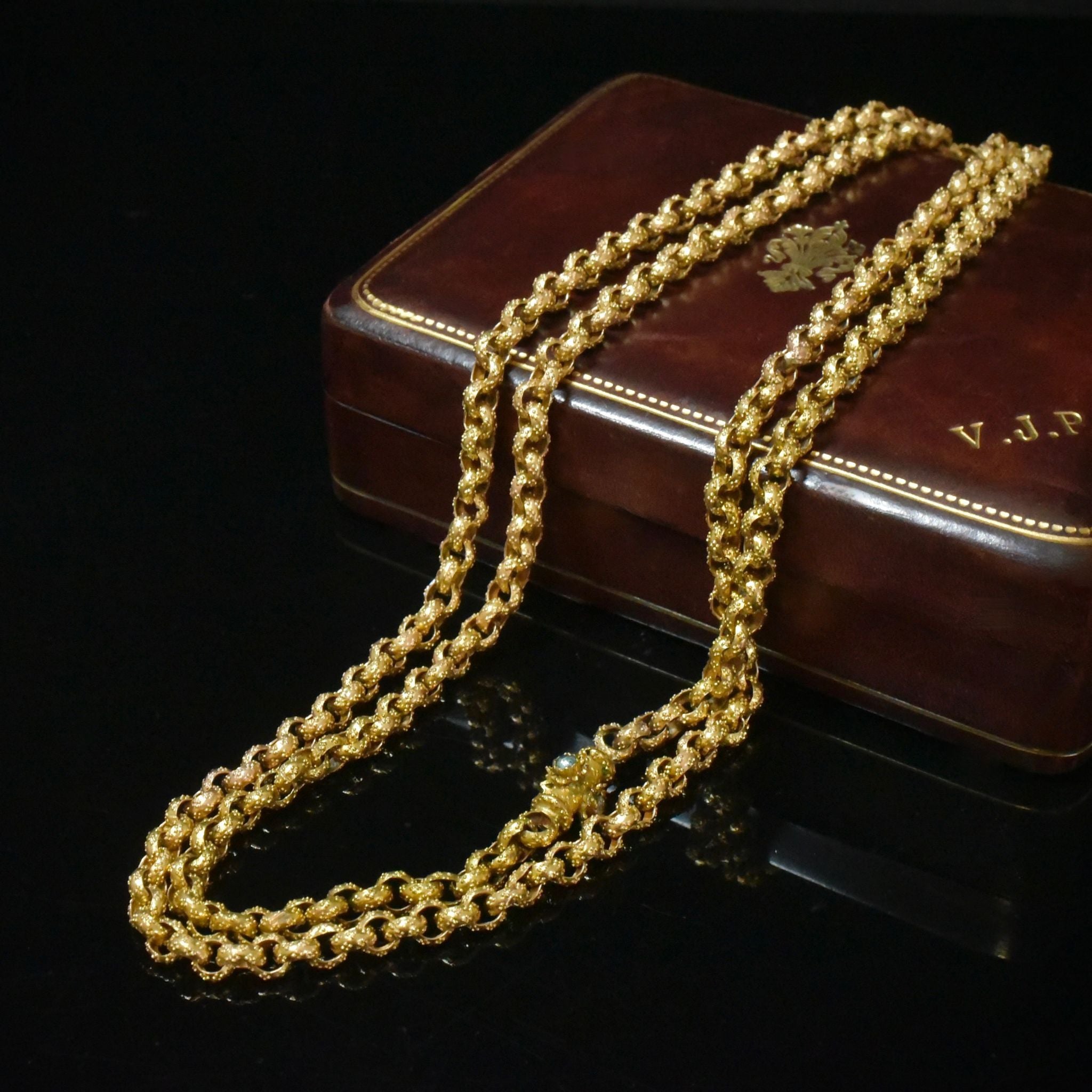 Fabulous Antique Georgian Pinchbeck Barrel Clasp Rope Necklace Circa 1790-1810