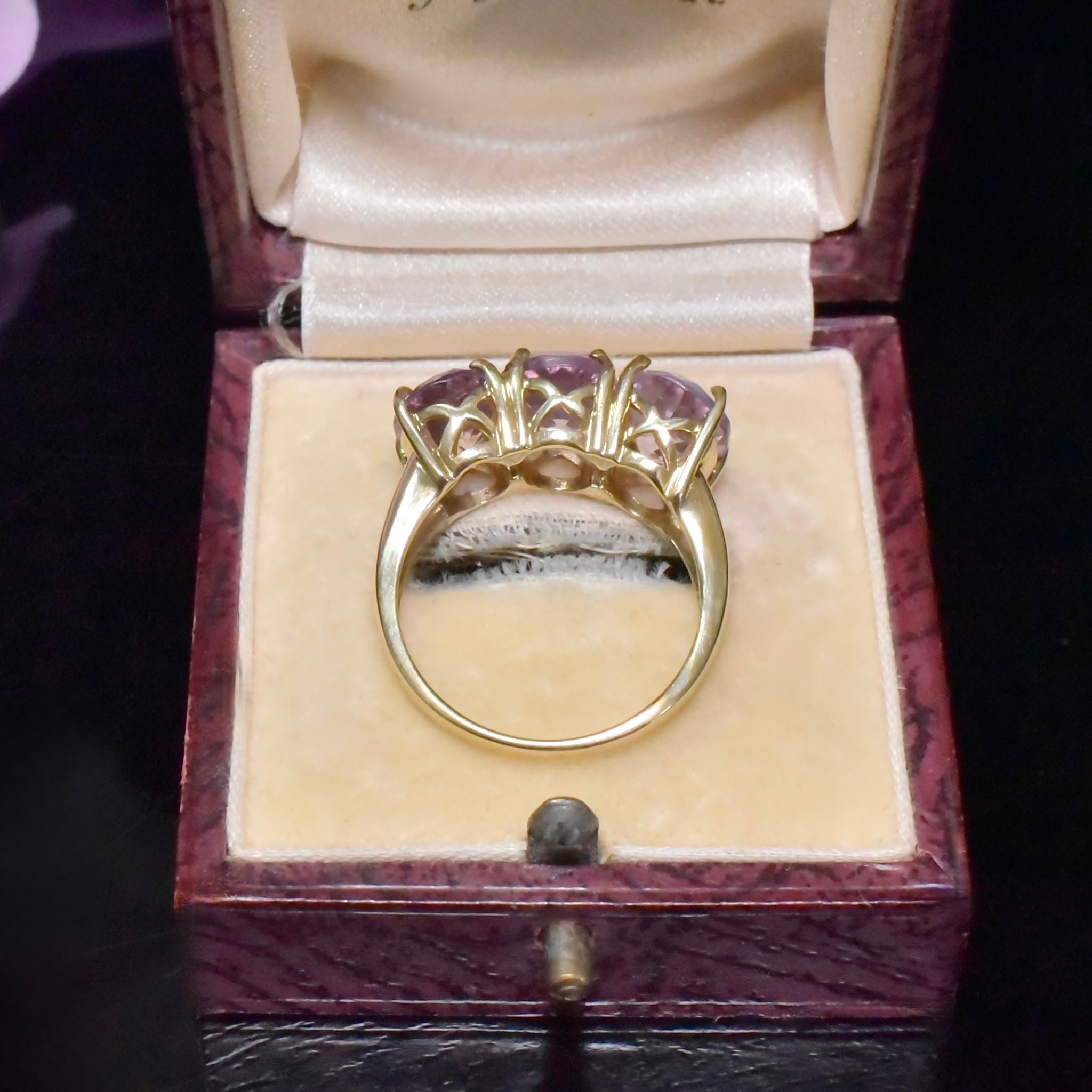 Fabulous 9ct Yellow Gold Amethyst (5.10ct) Trilogy Ring - Birmingham 2005