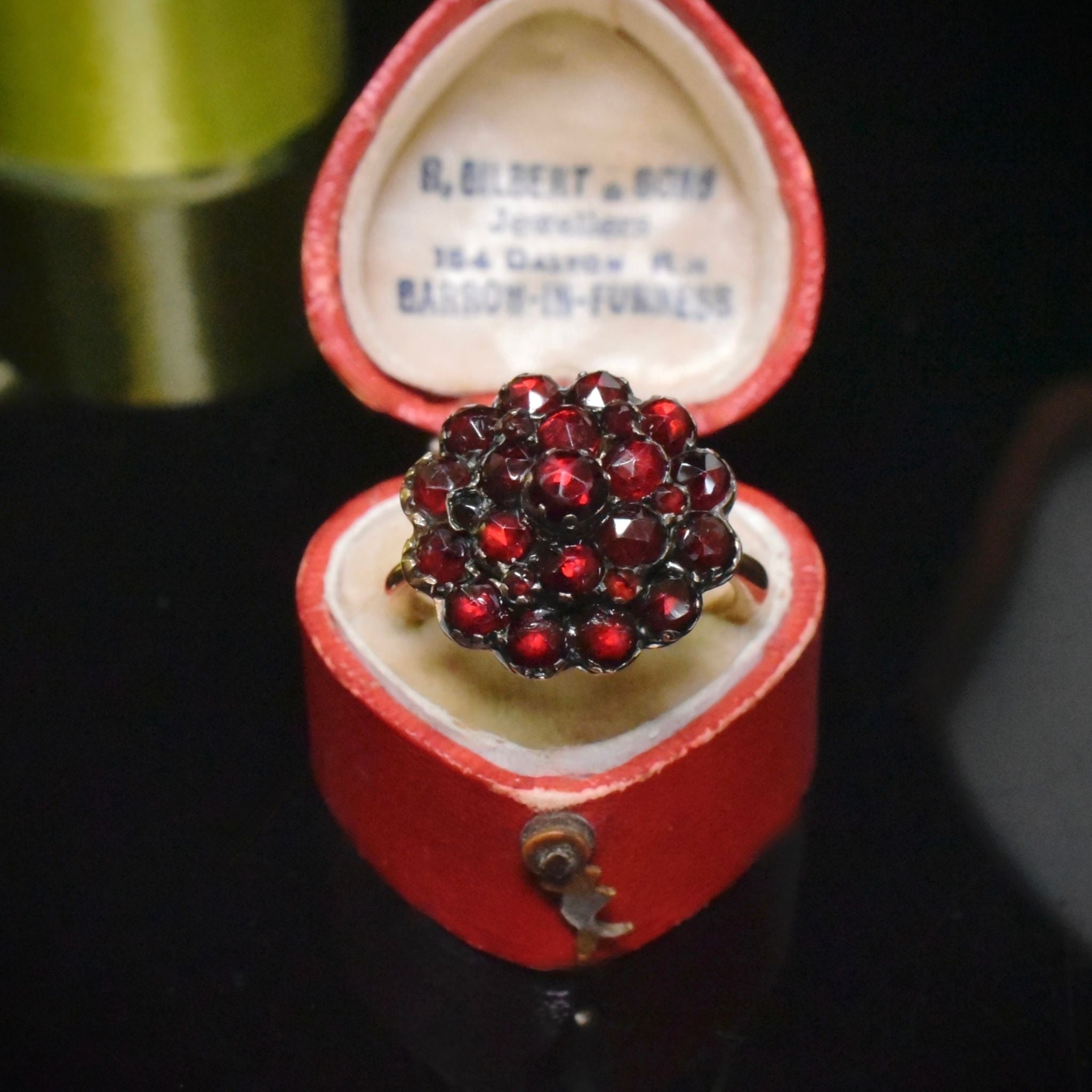 Antique Late Victorian/Early Edwardian 15ct Rose Gold Bohemian Garnet Ring Circa 1900