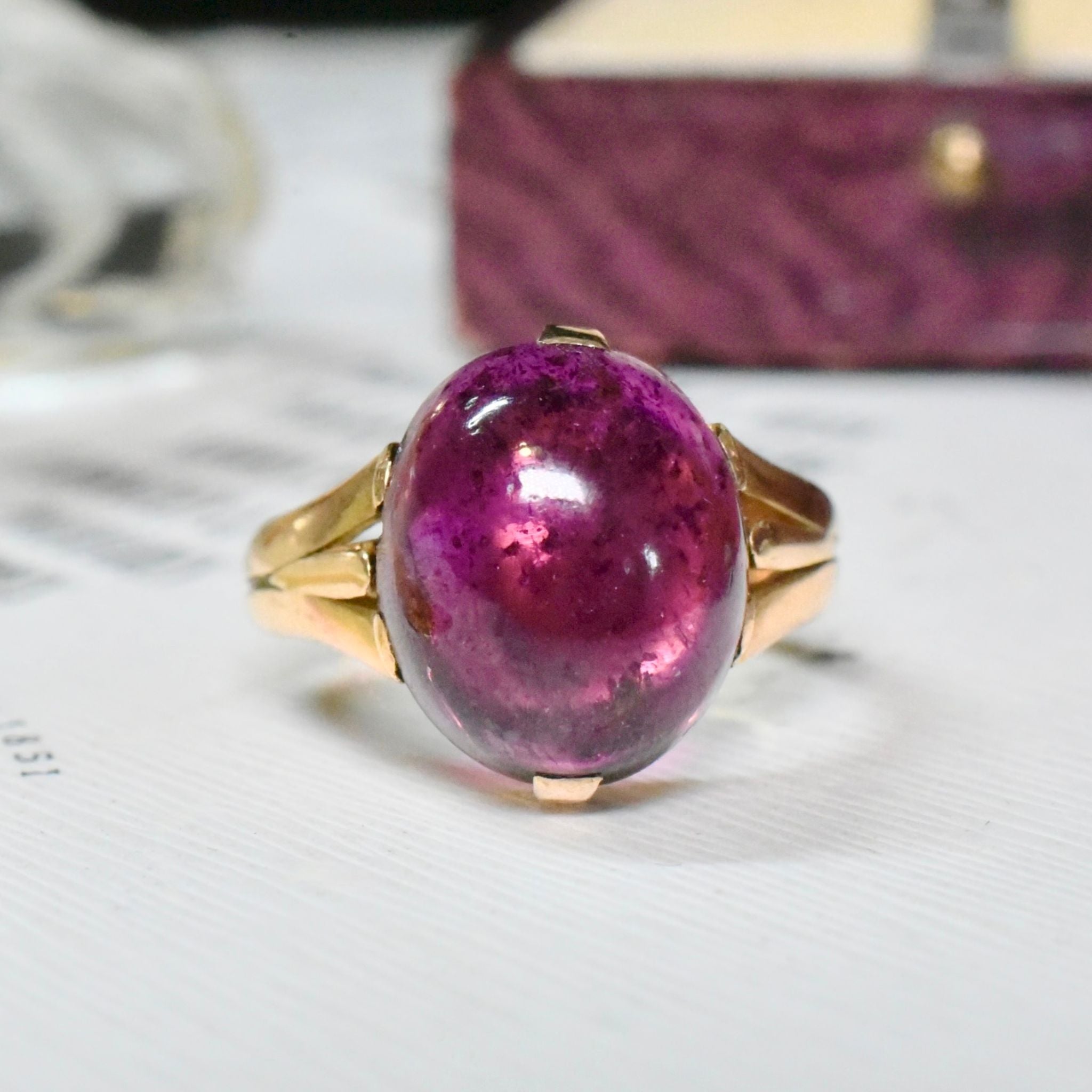 Antique Victorian 15ct Rose Gold Rhodolite Garnet Ring - Birmingham 1884