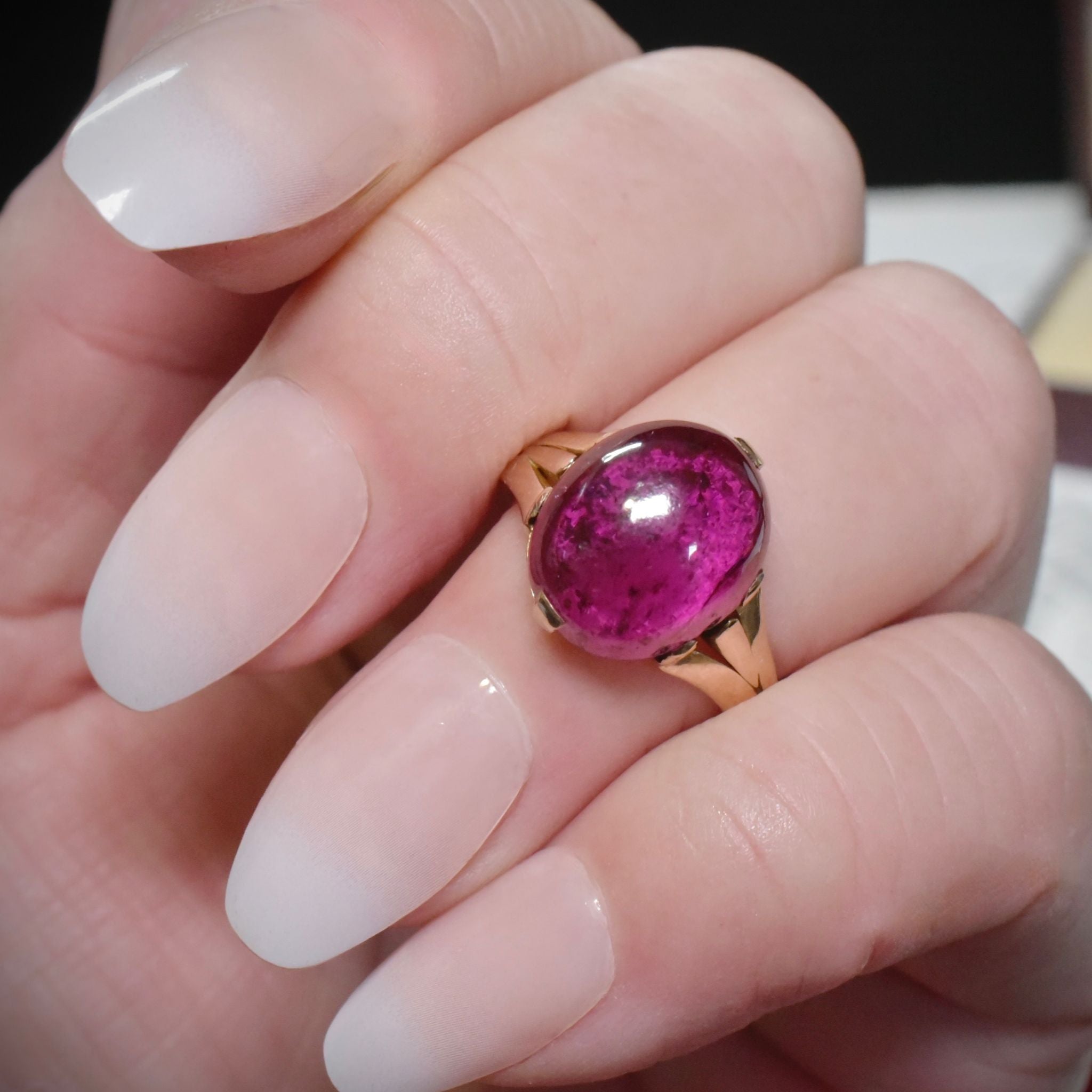 Antique Victorian 15ct Rose Gold Rhodolite Garnet Ring - Birmingham 1884