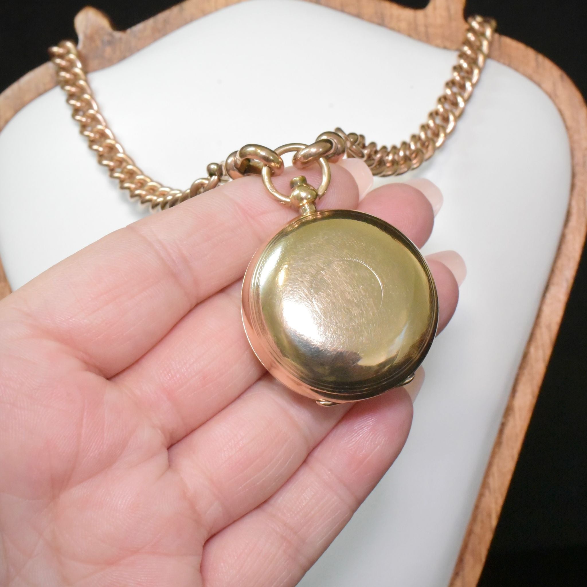 Superb Antique Edwardian 9ct Rose Gold Sovereign Case - Aaron Lufkin Dennison - Birmingham 1910