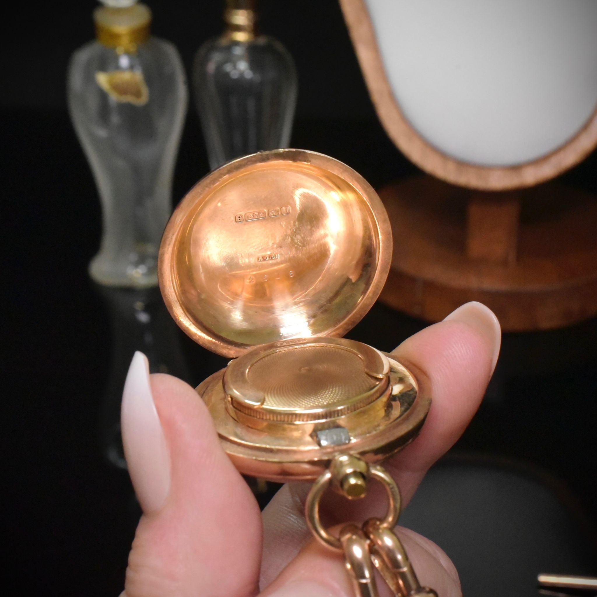 Superb Antique Edwardian 9ct Rose Gold Sovereign Case - Aaron Lufkin Dennison - Birmingham 1910