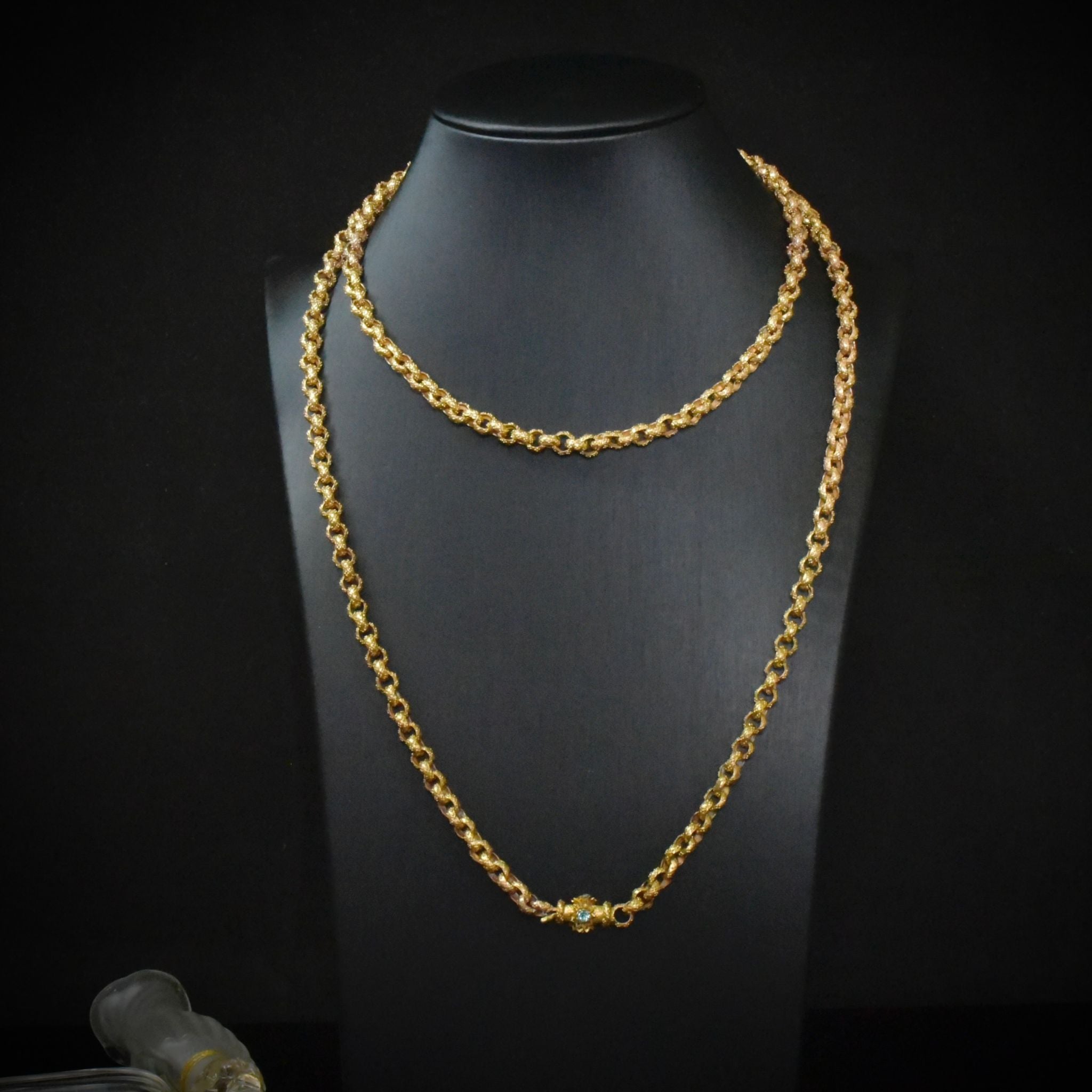 Fabulous Antique Georgian Pinchbeck Barrel Clasp Rope Necklace Circa 1790-1810