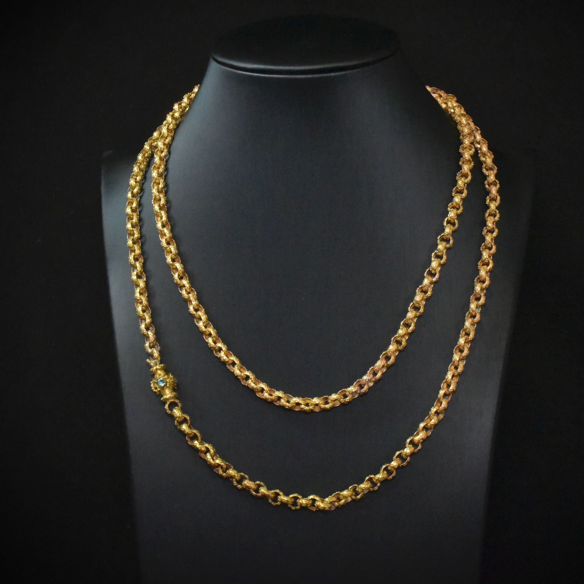 Fabulous Antique Georgian Pinchbeck Barrel Clasp Rope Necklace Circa 1790-1810