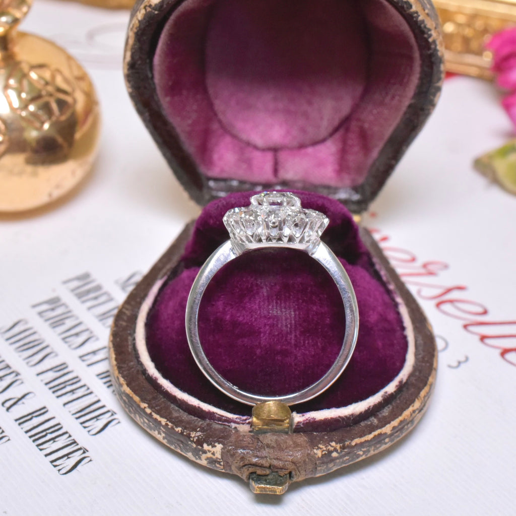 Superb Antique Art Deco Platinum And 18ct White Gold Diamond Daisy Cluster - 1.00ct