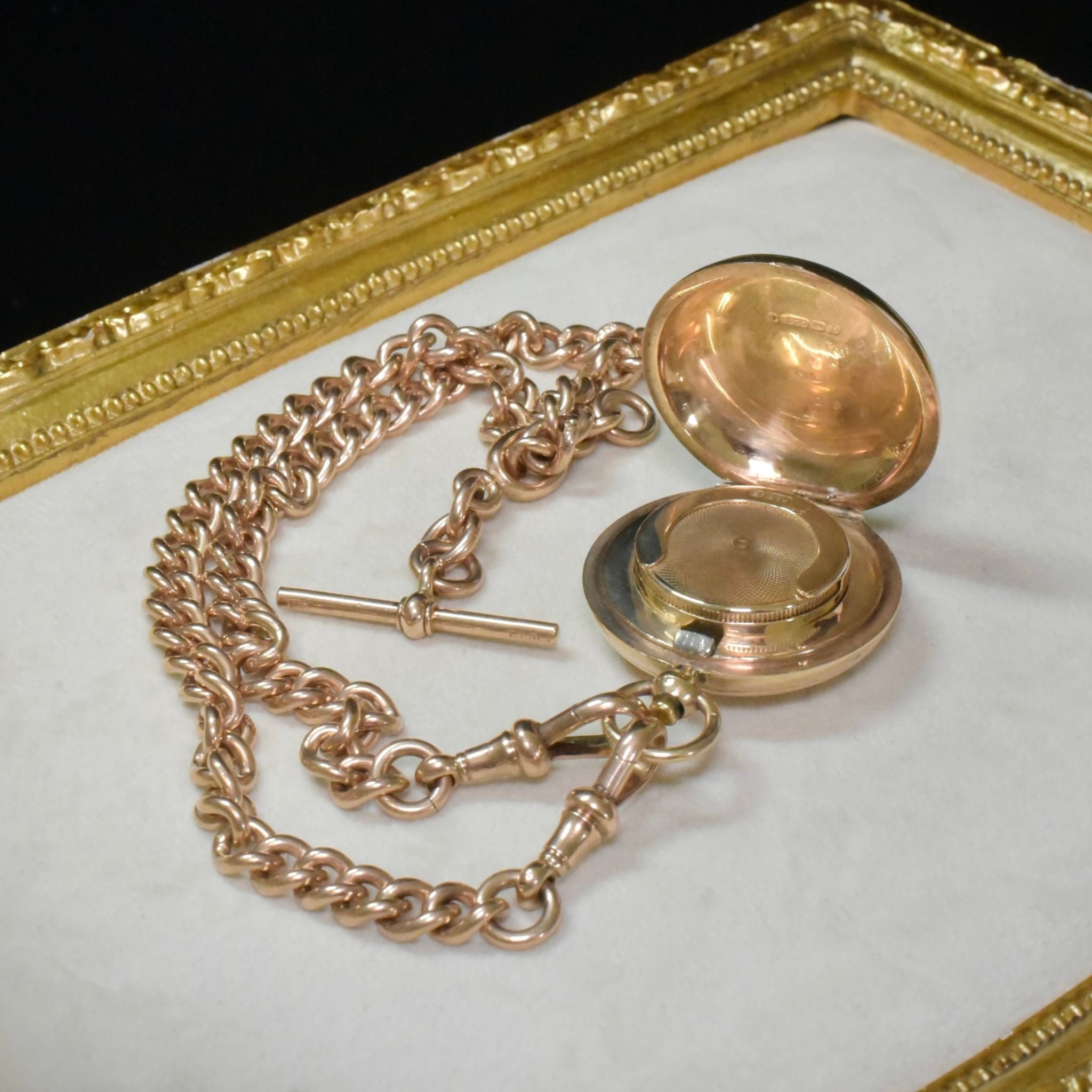 Superb Antique Edwardian 9ct Rose Gold Sovereign Case - Aaron Lufkin Dennison - Birmingham 1910