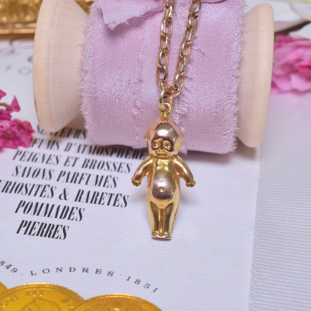 Antique Australian Edwardian 9ct Rose Gold 'Kewpie' Charm Pendant Circa 1910