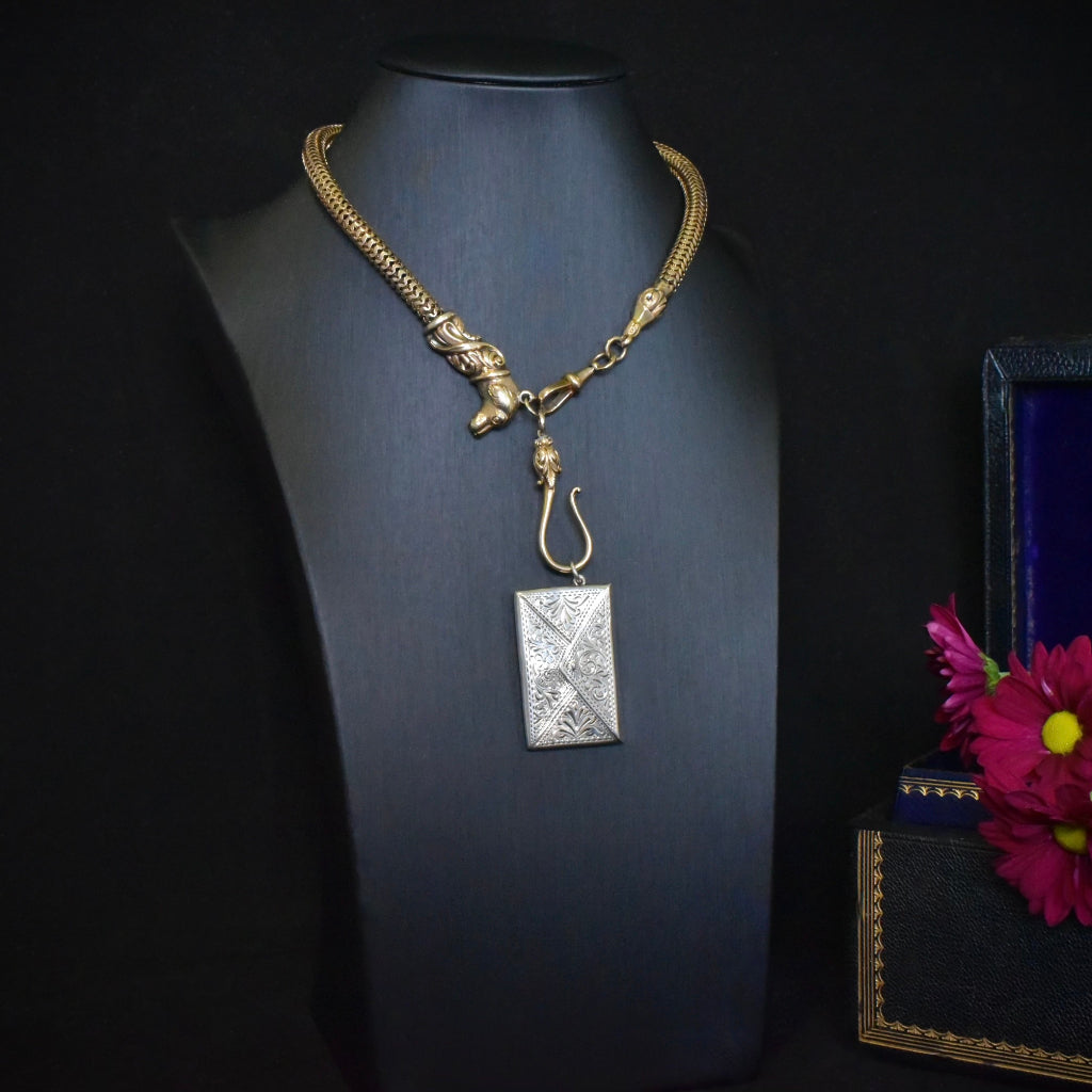 Antique Edwardian Edward VII Sterling Silver Double Stamp Case Pendant By Adie & Lovekin, Birmingham - Circa 1910-20
