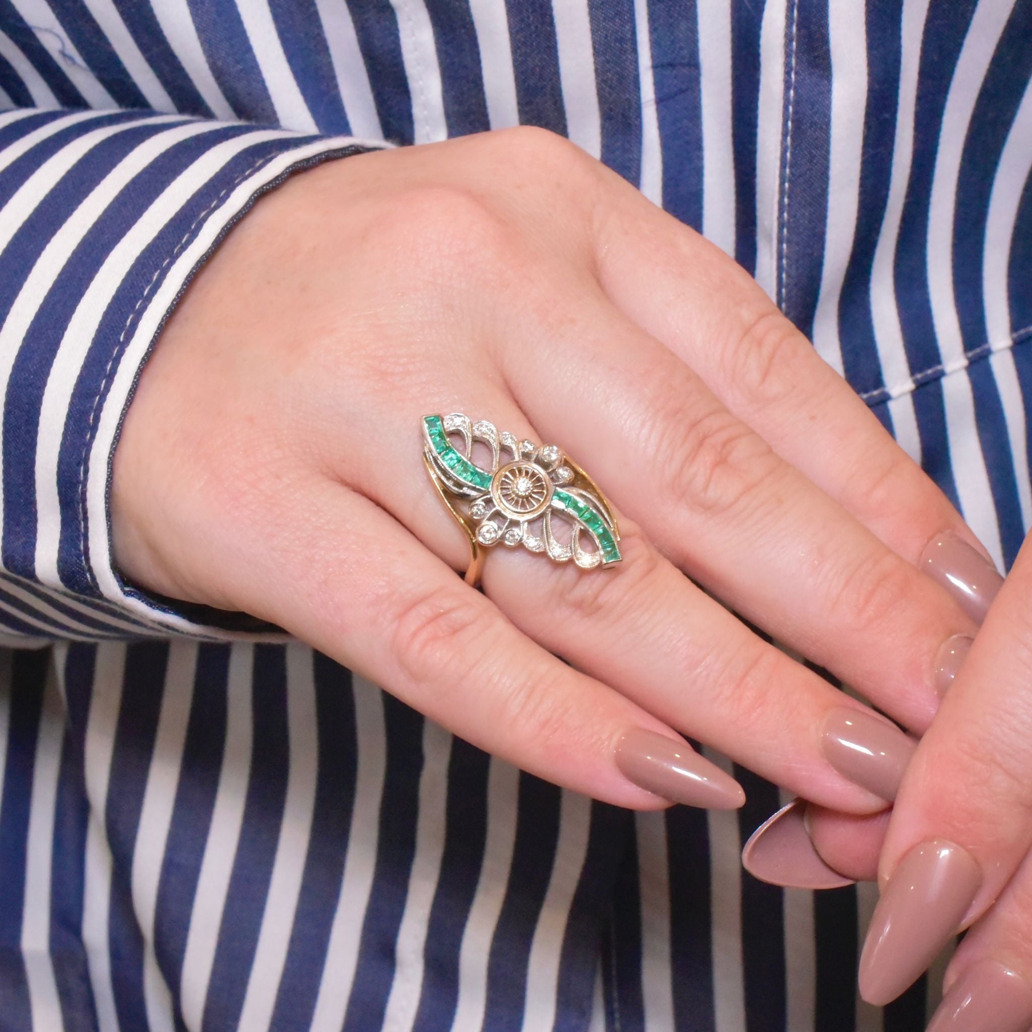 Superb Contemporary 18ct Yellow (And White) Gold Emerald And Diamond Ring Included In Purchase A 2020 NCJV Valuation For $7,700 AUD