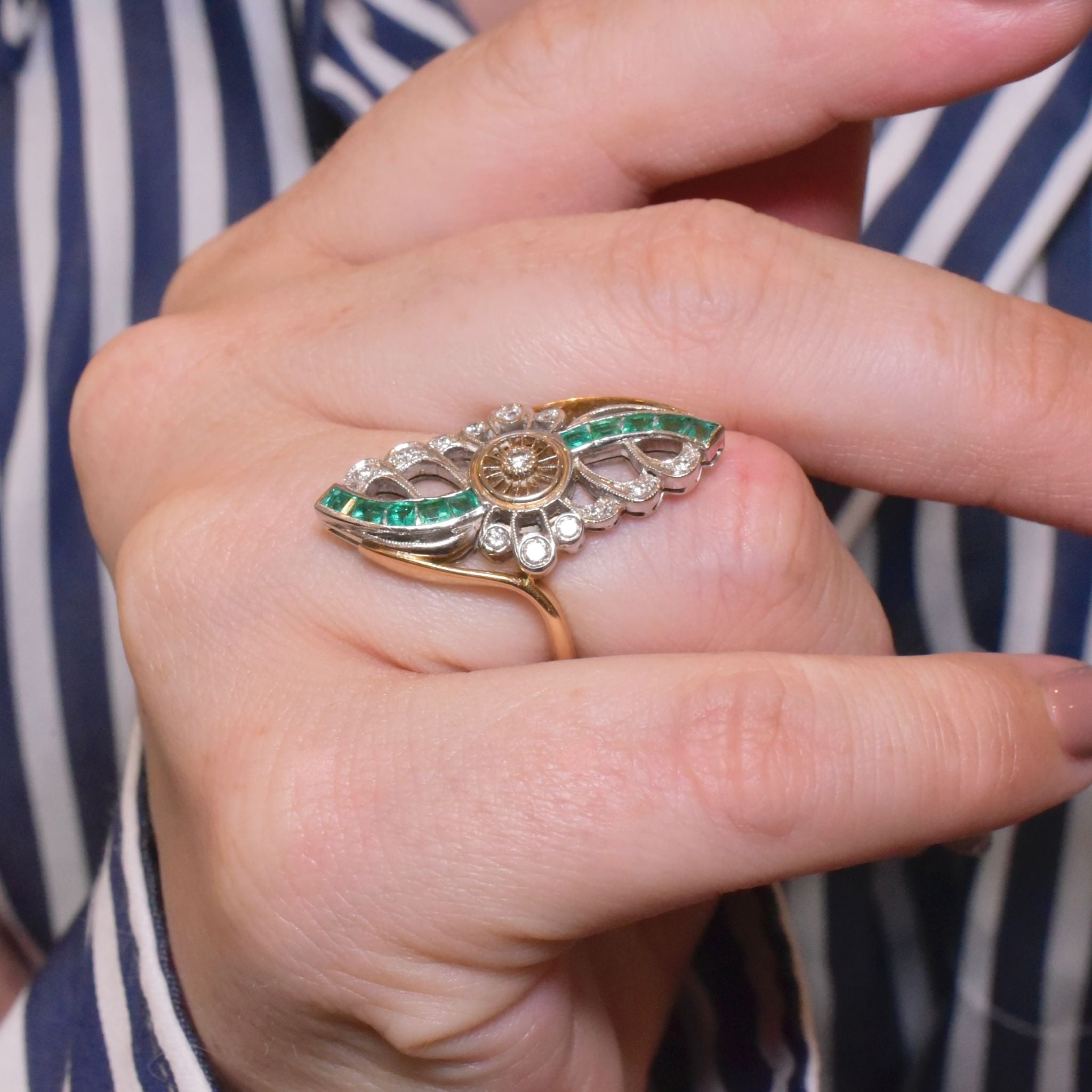 Superb Contemporary 18ct Yellow (And White) Gold Emerald And Diamond Ring Included In Purchase A 2020 NCJV Valuation For $7,700 AUD