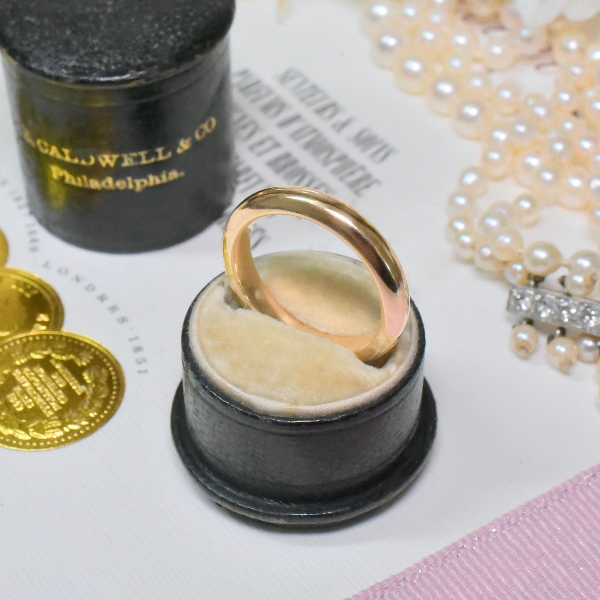 Superb Antique Australian 15ct Yellow Gold ‘Tube’ Ring By Larard Bros, Melbourne, Circa 1910-1920