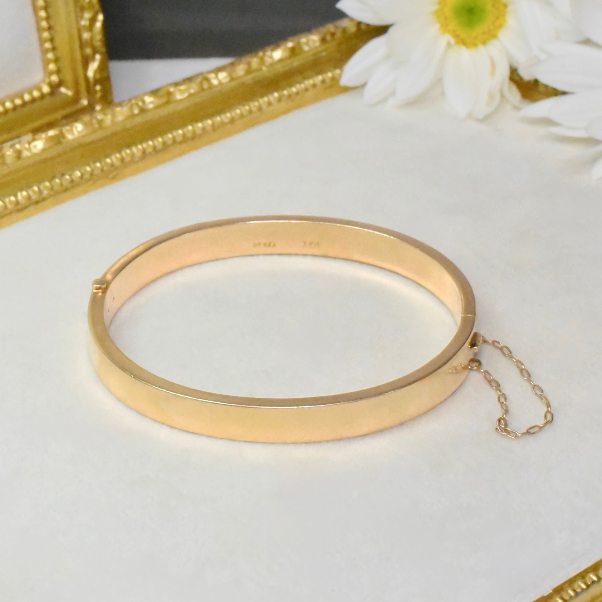 Antique Australian Edwardian 15ct Rose Gold Oval Hinged Bangle - Circa 1910-15