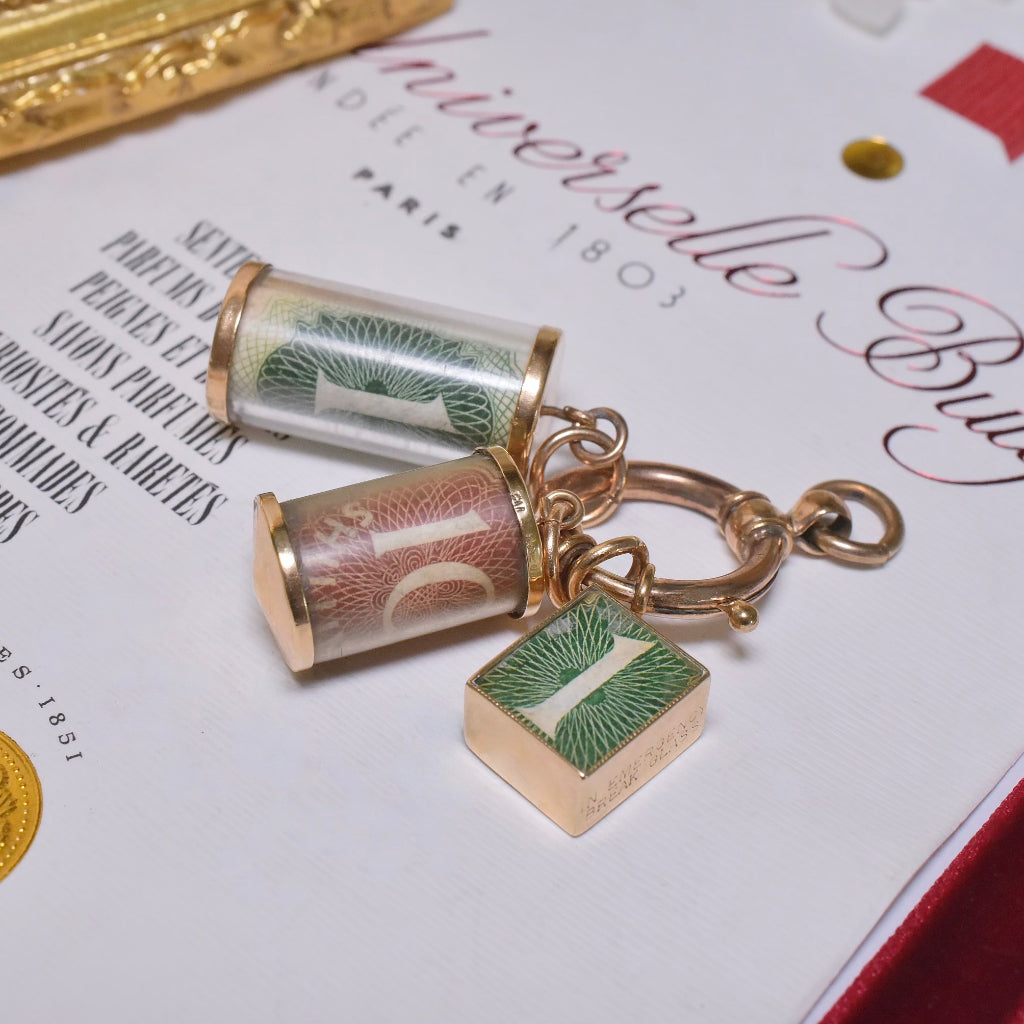 Vintage 9ct Yellow Gold ‘Mad Money’ 10 Shillings Note Charm Pendant - London 1966