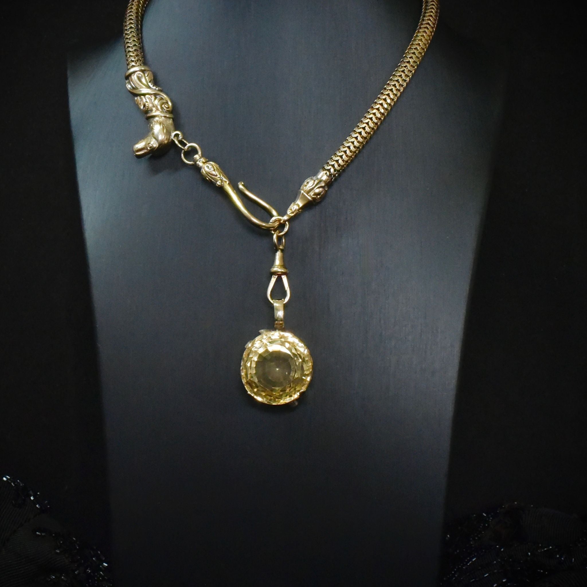 Superb Vintage 14ct Rose Gold 54ct Citrine Pendant