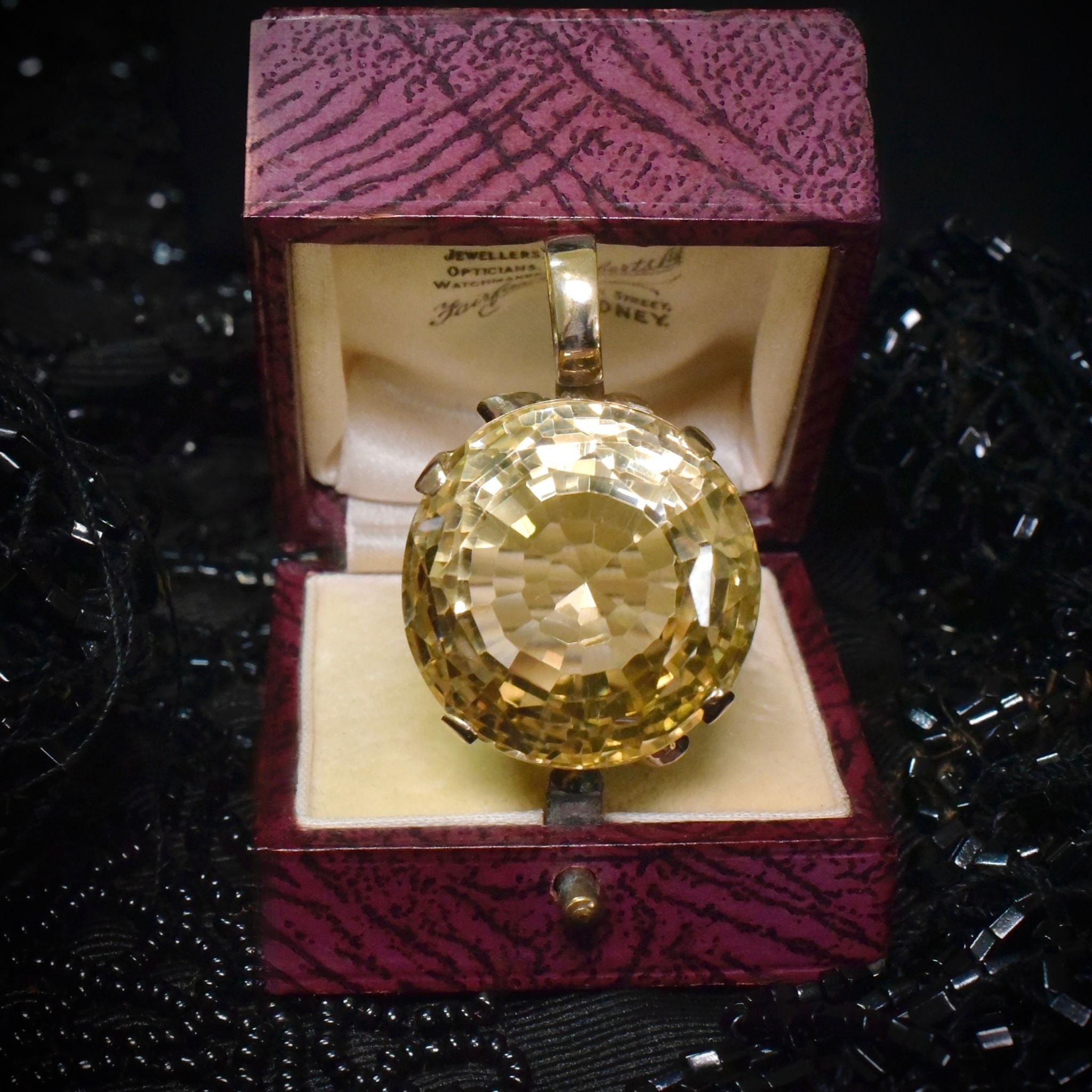 Superb Vintage 14ct Rose Gold 54ct Citrine Pendant