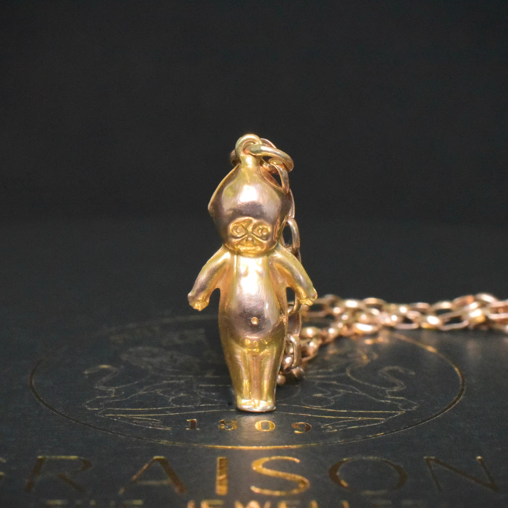 Antique Australian Edwardian 9ct Rose Gold 'Kewpie' Charm Pendant Circa 1910