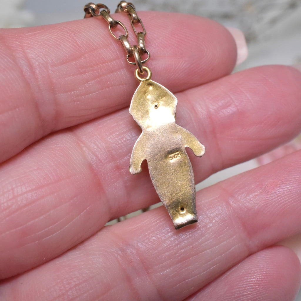 Antique Australian Edwardian 9ct Rose Gold 'Kewpie' Charm Pendant Circa 1910
