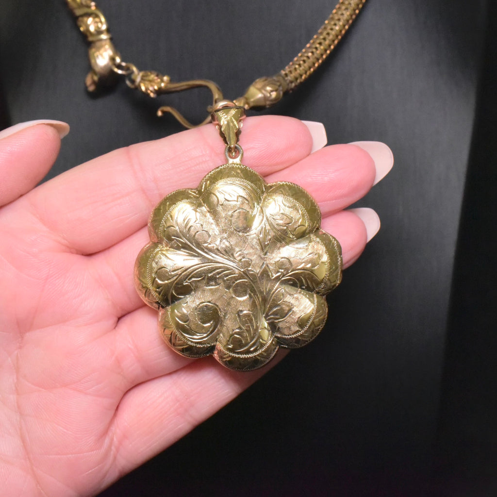 Vintage Large Sterling Silver - Gold Washed - Double Sided Locket
