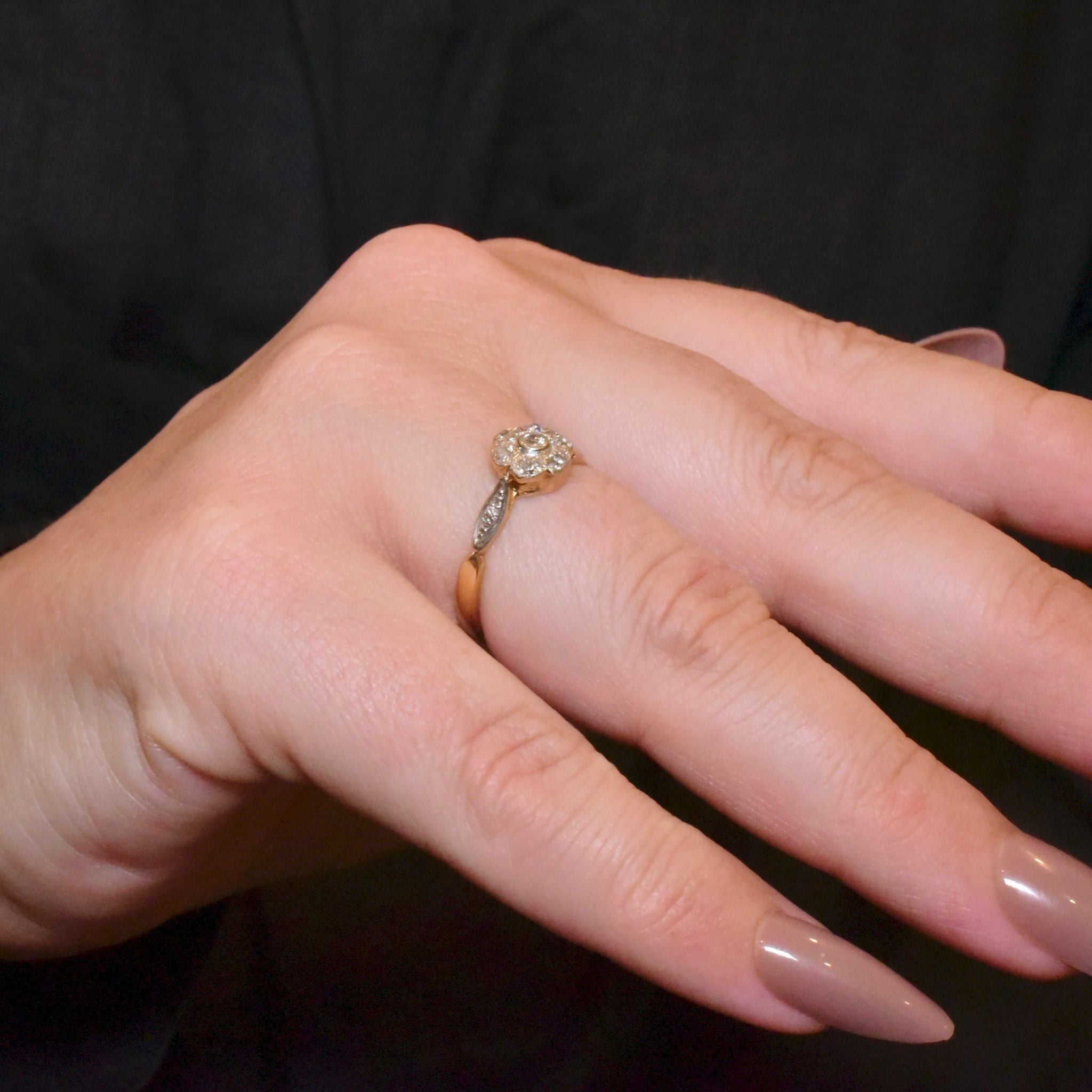 Vintage 18ct Yellow Gold And Diamond ‘Daisy’ Cluster Ring Circa 1935-1940