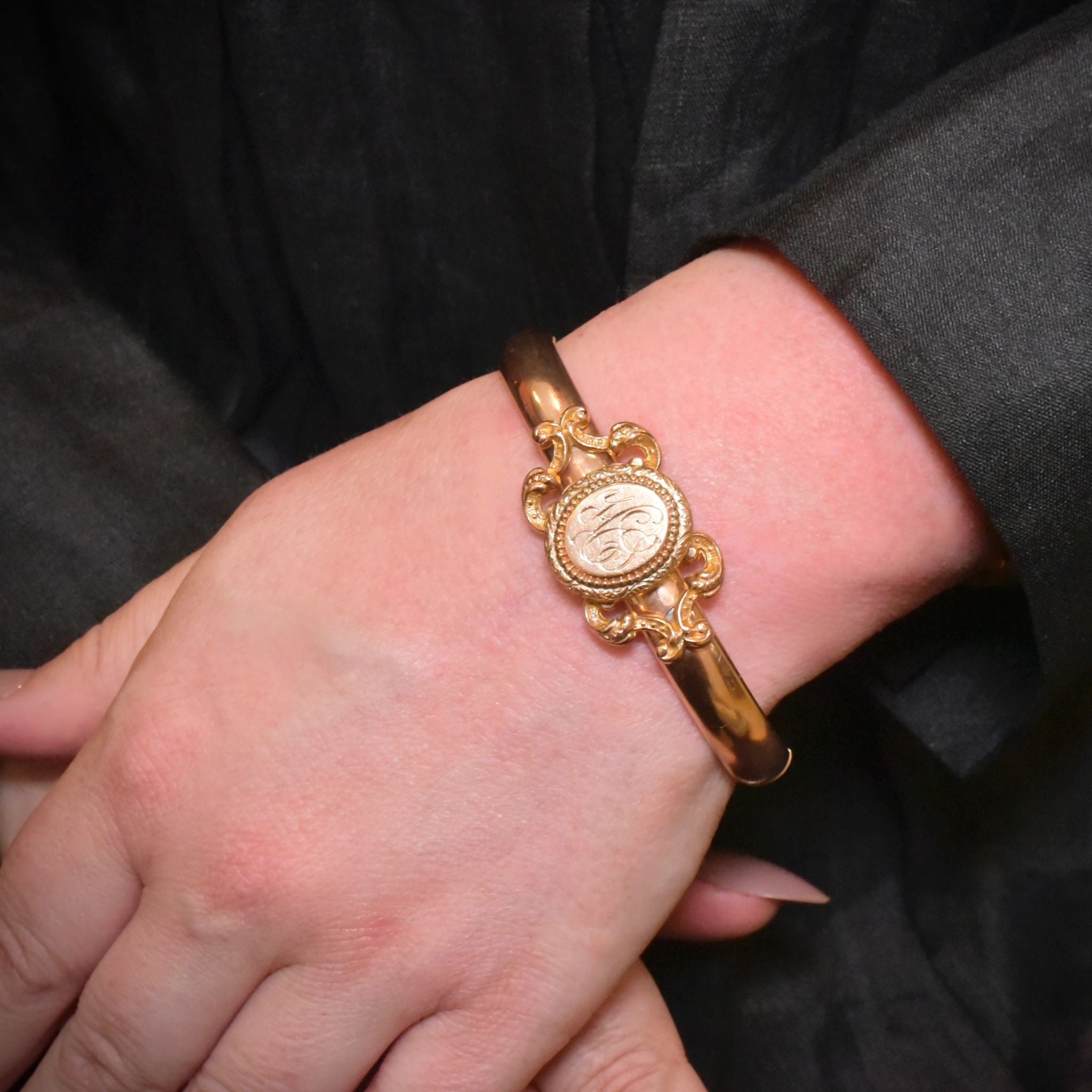 Antique Art Deco Bates & Bacon ‘Gold Filled’ Locket Bangle Circa 1925-1935