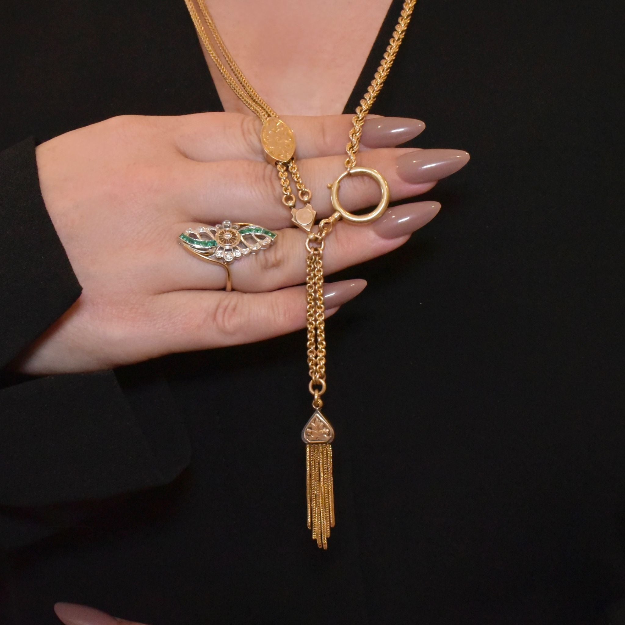 Antique Edwardian *Rolled Gold* Albertina Tassel Fob Watch Chain Circa 1900-1915