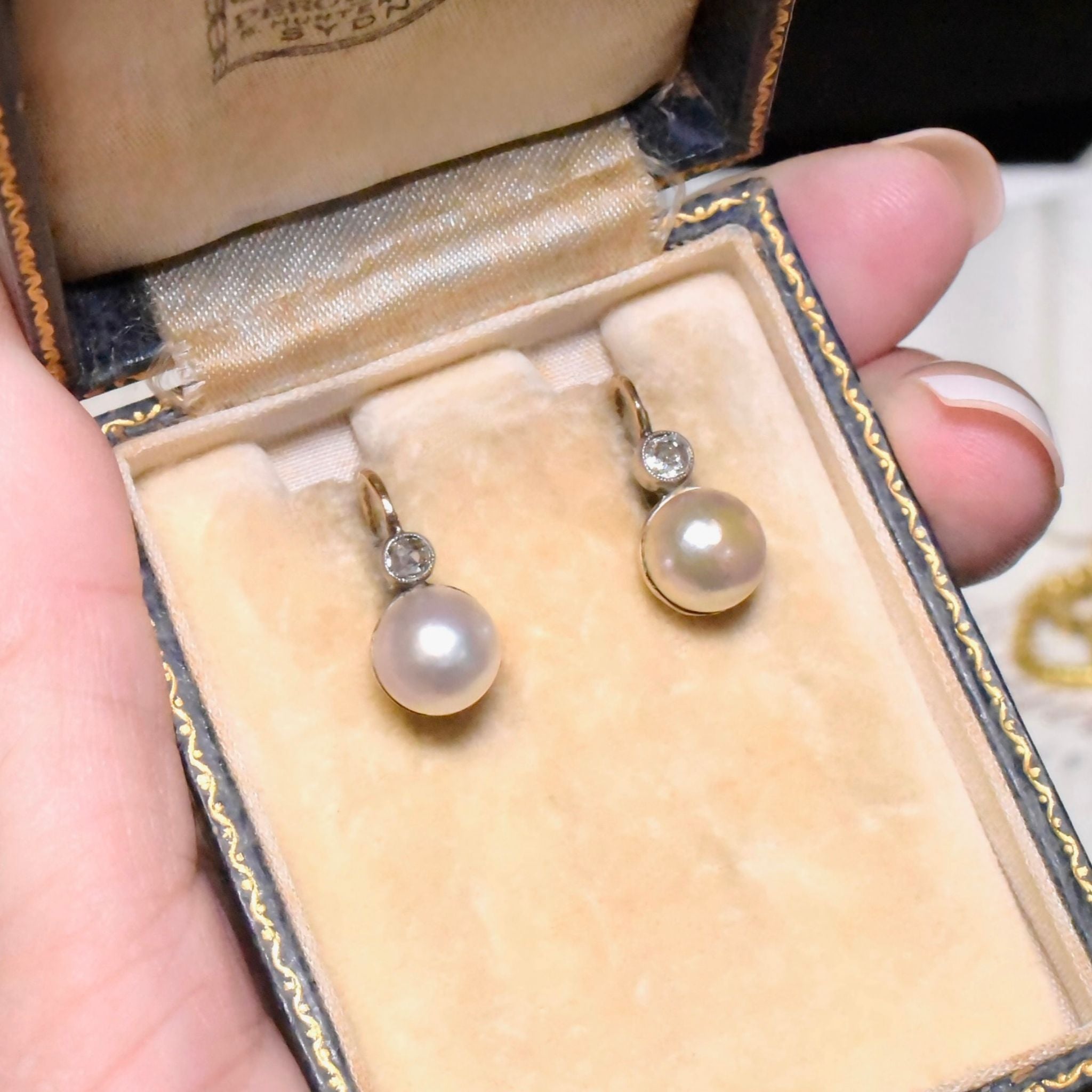 Divine Antique Austro-Hungarian 14ct Yellow Gold, Pearl And Diamond Earrings Circa 1890-1910
