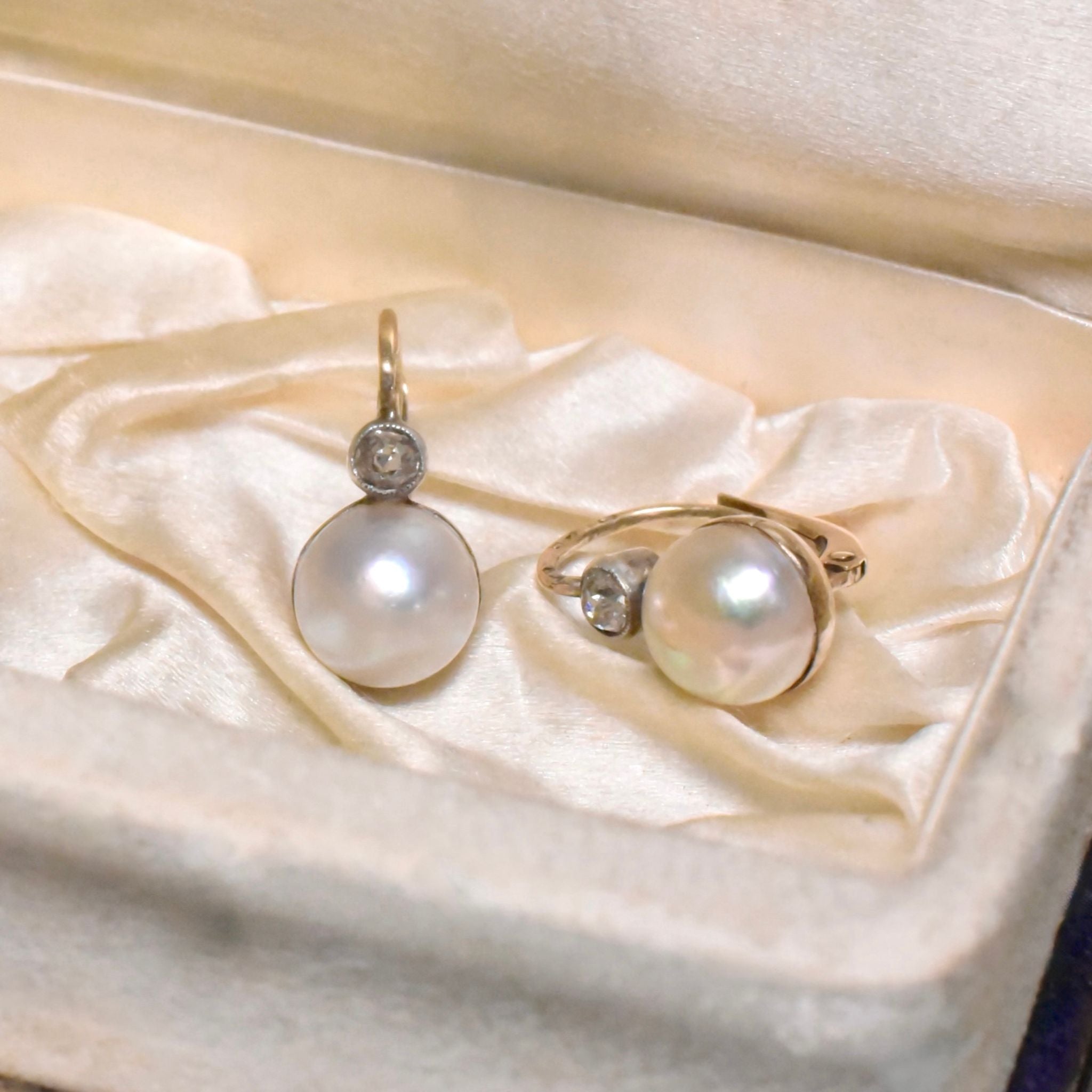 Divine Antique Austro-Hungarian 14ct Yellow Gold, Pearl And Diamond Earrings Circa 1890-1910
