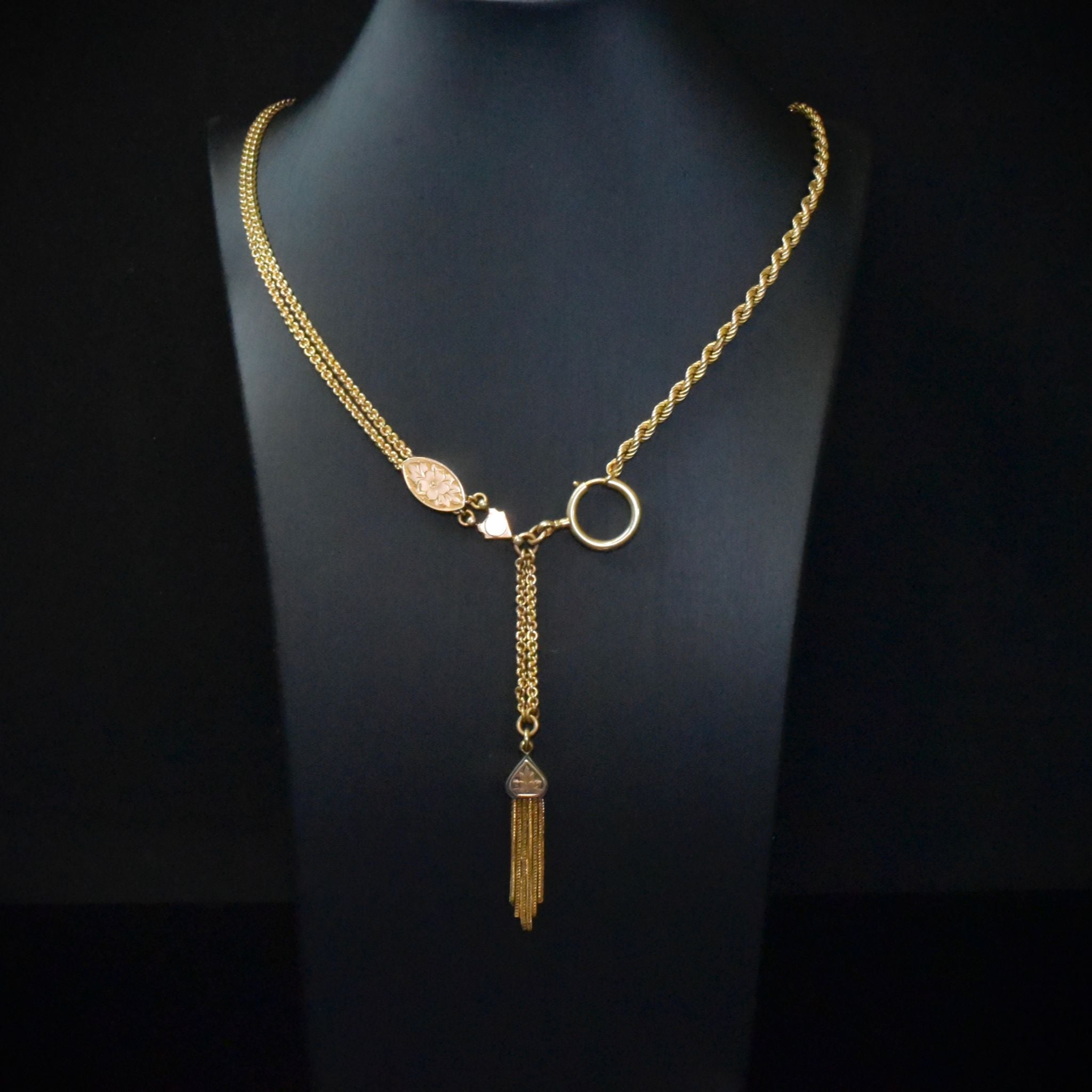 Antique Edwardian *Rolled Gold* Albertina Tassel Fob Watch Chain Circa 1900-1915