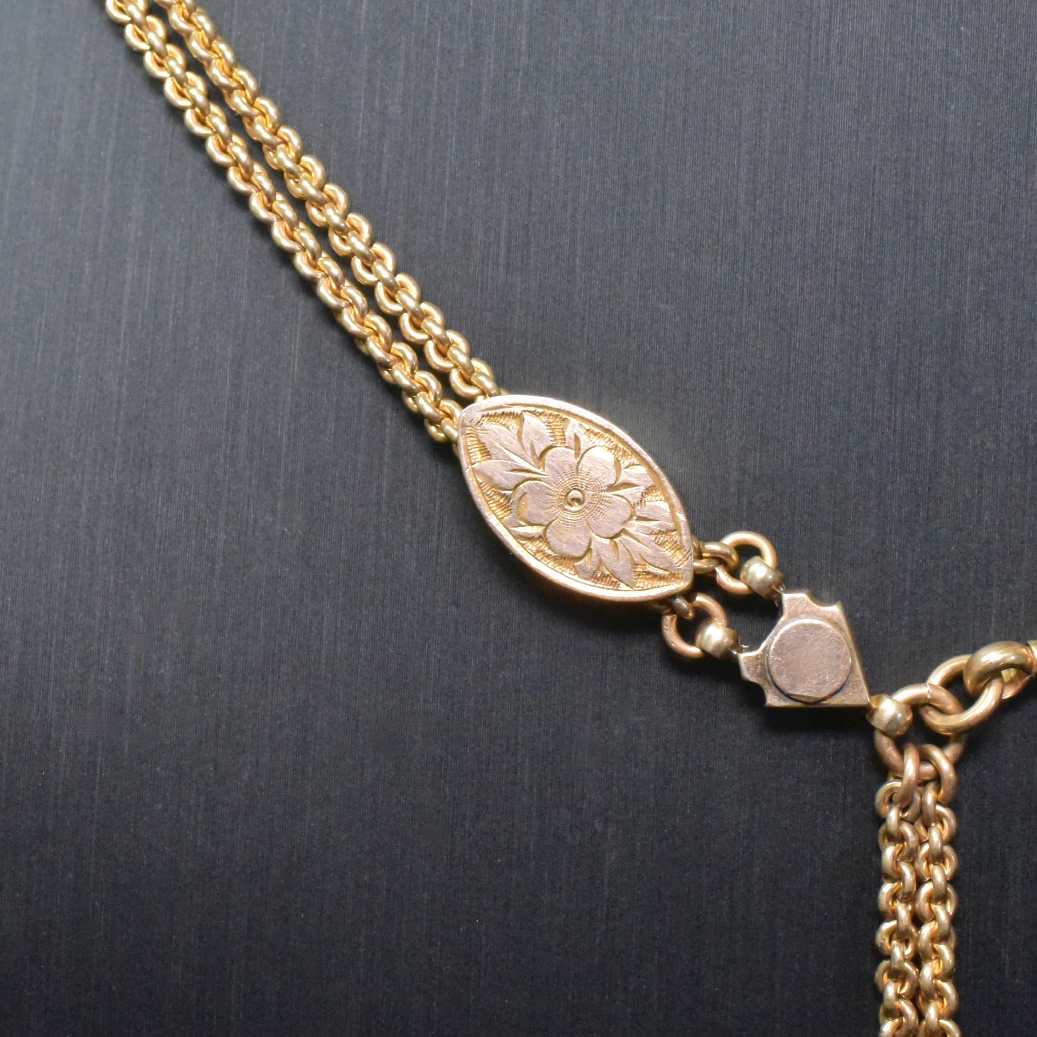 Antique Edwardian *Rolled Gold* Albertina Tassel Fob Watch Chain Circa 1900-1915