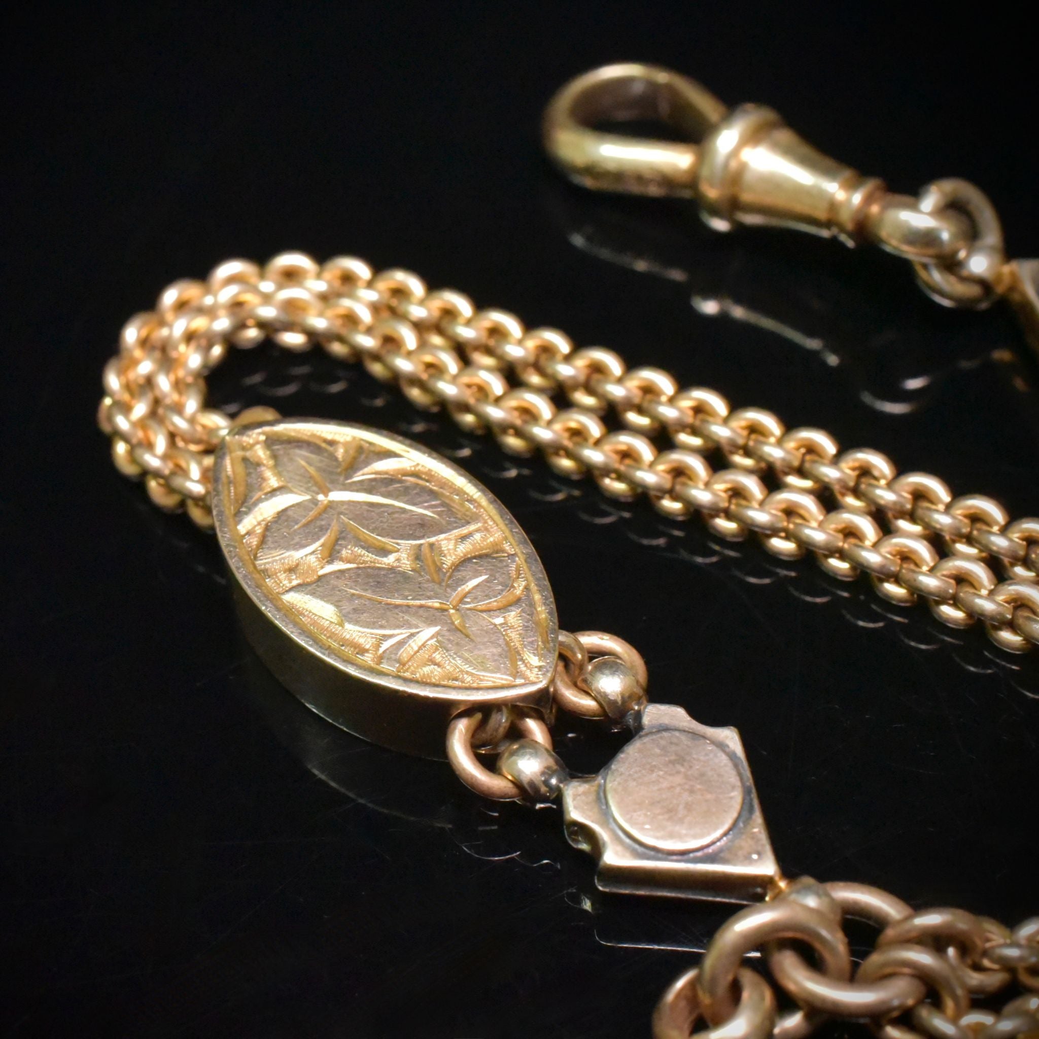 Antique Edwardian *Rolled Gold* Albertina Tassel Fob Watch Chain Circa 1900-1915