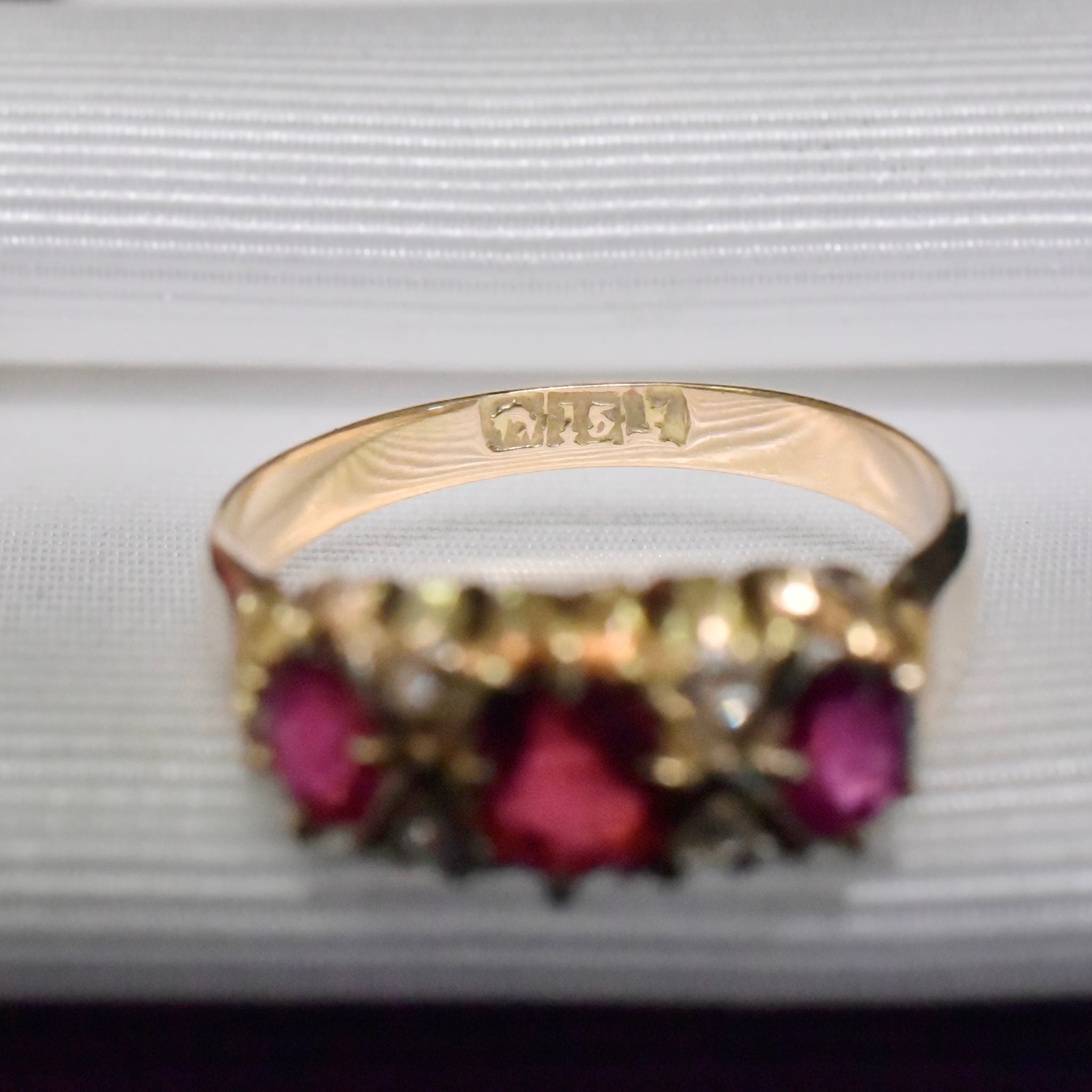 Antique Australian 15ct Yellow Gold Garnet And Ruby And Rose-Cut Diamond Ring