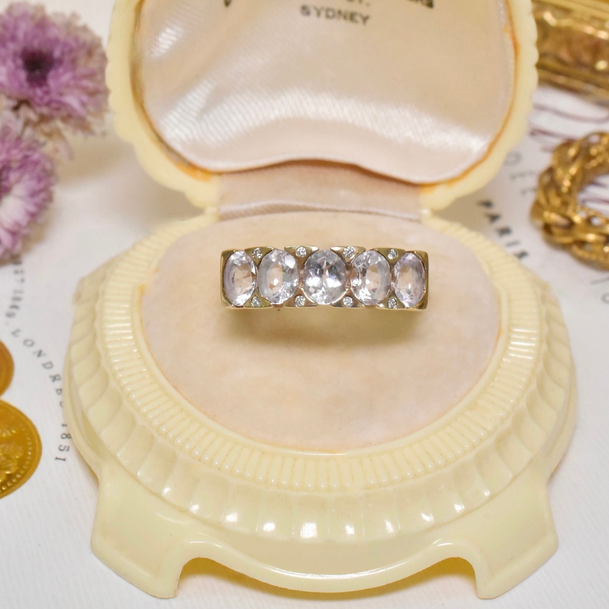 Fabulous 9ct Yellow Gold Morganite And Diamond Ring