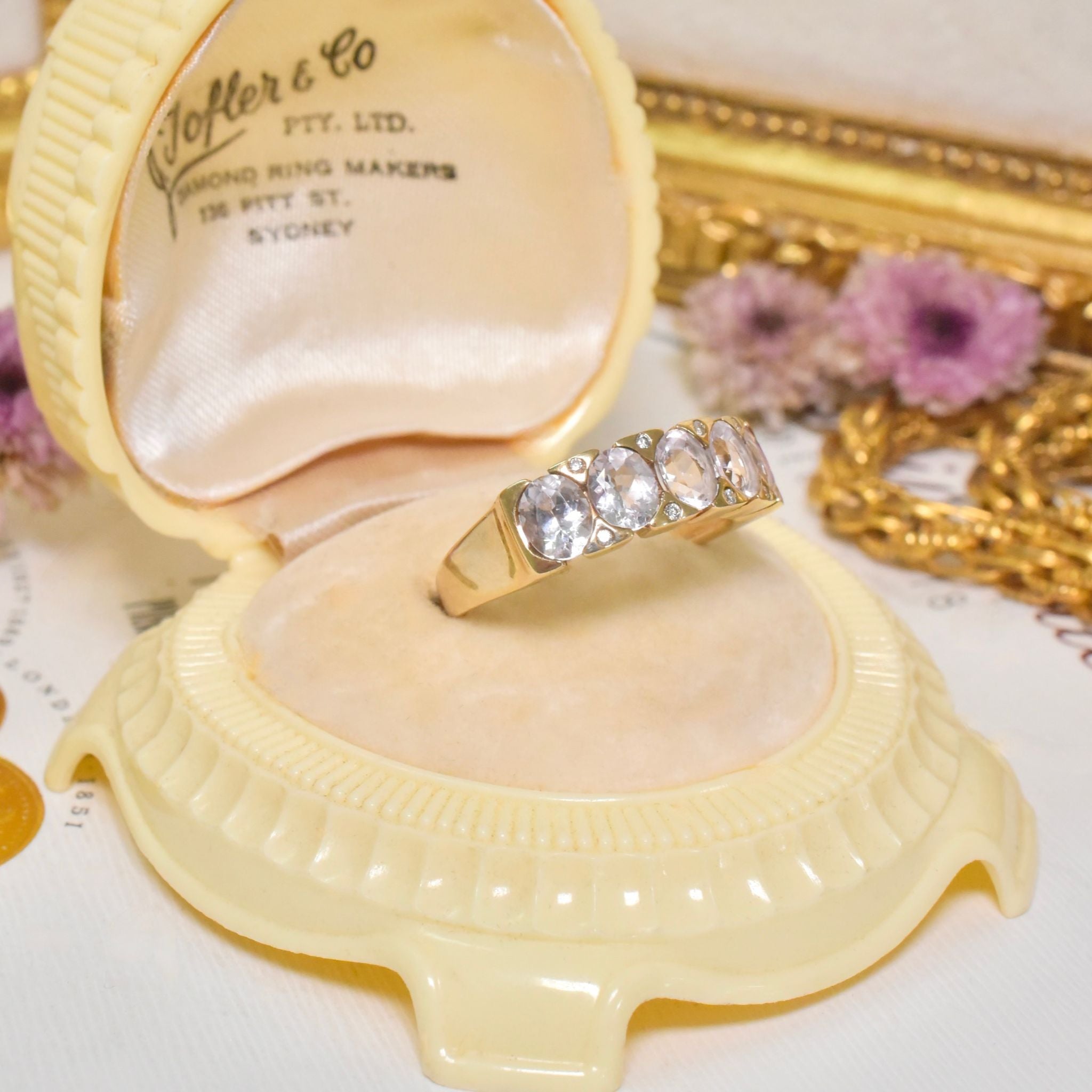 Fabulous 9ct Yellow Gold Morganite And Diamond Ring