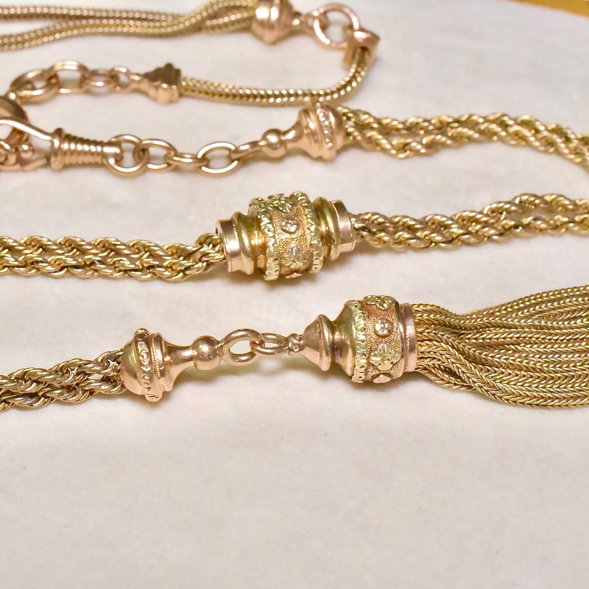 Superb Victorian Bi-Colour 15ct And 9ct Albertina Tassel Watch-Chain/Necklace (2 x Bracelets) Circa 1880-1890’s
