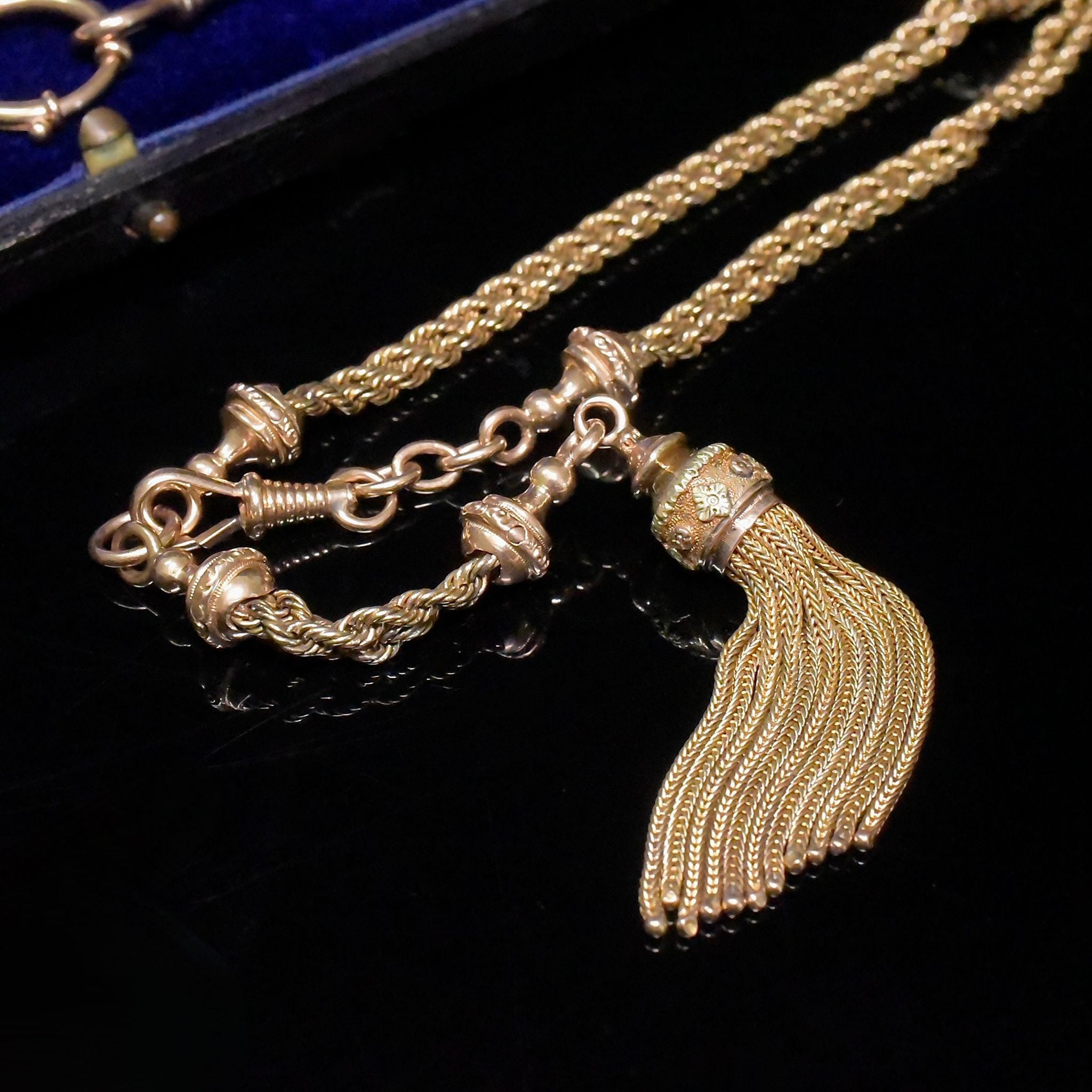 Superb Victorian Bi-Colour 15ct And 9ct Albertina Tassel Watch-Chain/Necklace (2 x Bracelets) Circa 1880-1890’s
