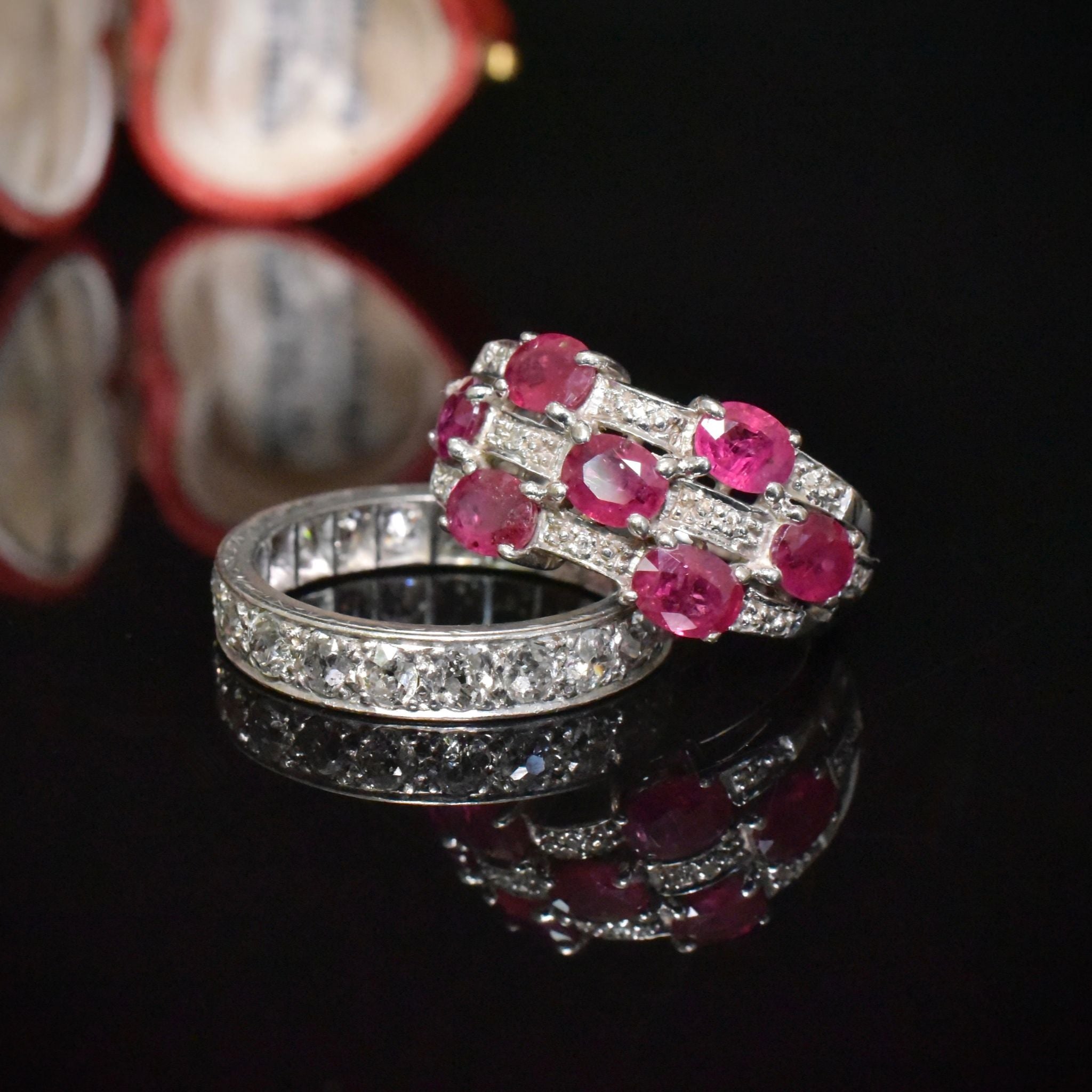 Stunning 9ct White Gold Ruby And Diamond Ring - Birmingham 2005