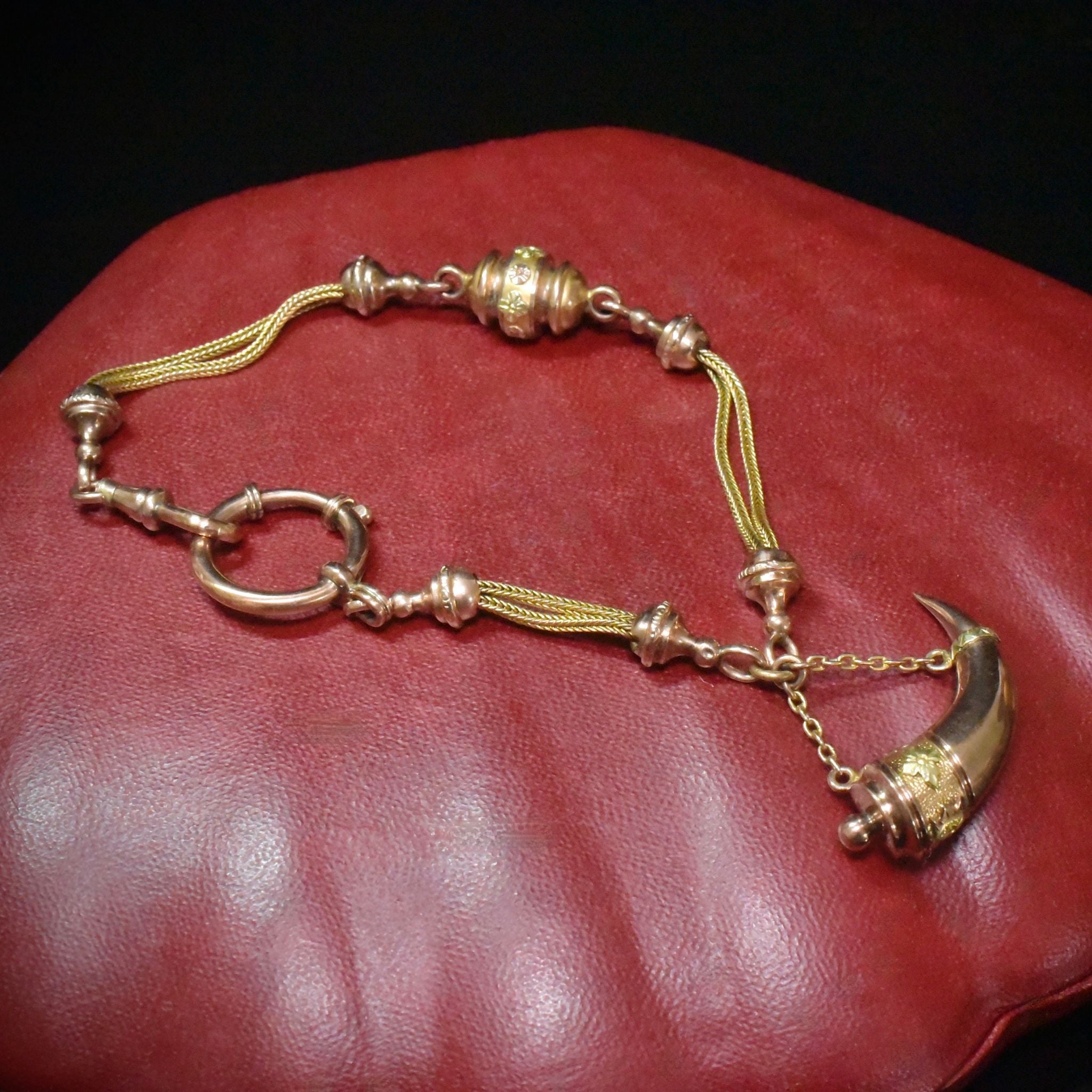 Antique Victorian *Rolled Gold* Albertina Bracelet With Cornucopia Circa 1890-1900